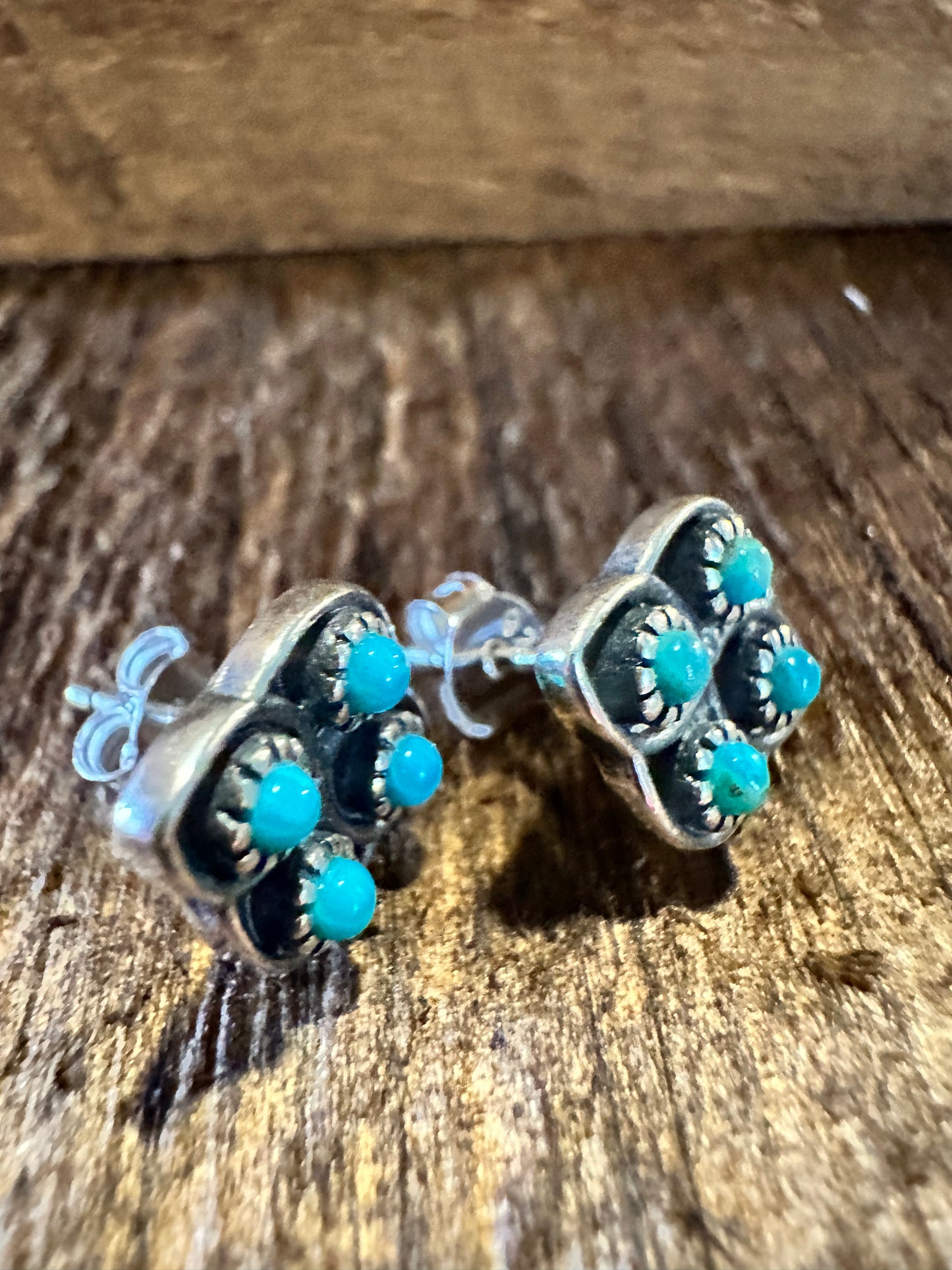 Navajo Lucia Turquoise Sterling Silver Stud Earrings - Handcrafted Authentic Native American Jewelry in Gift Box - Silver Elegant