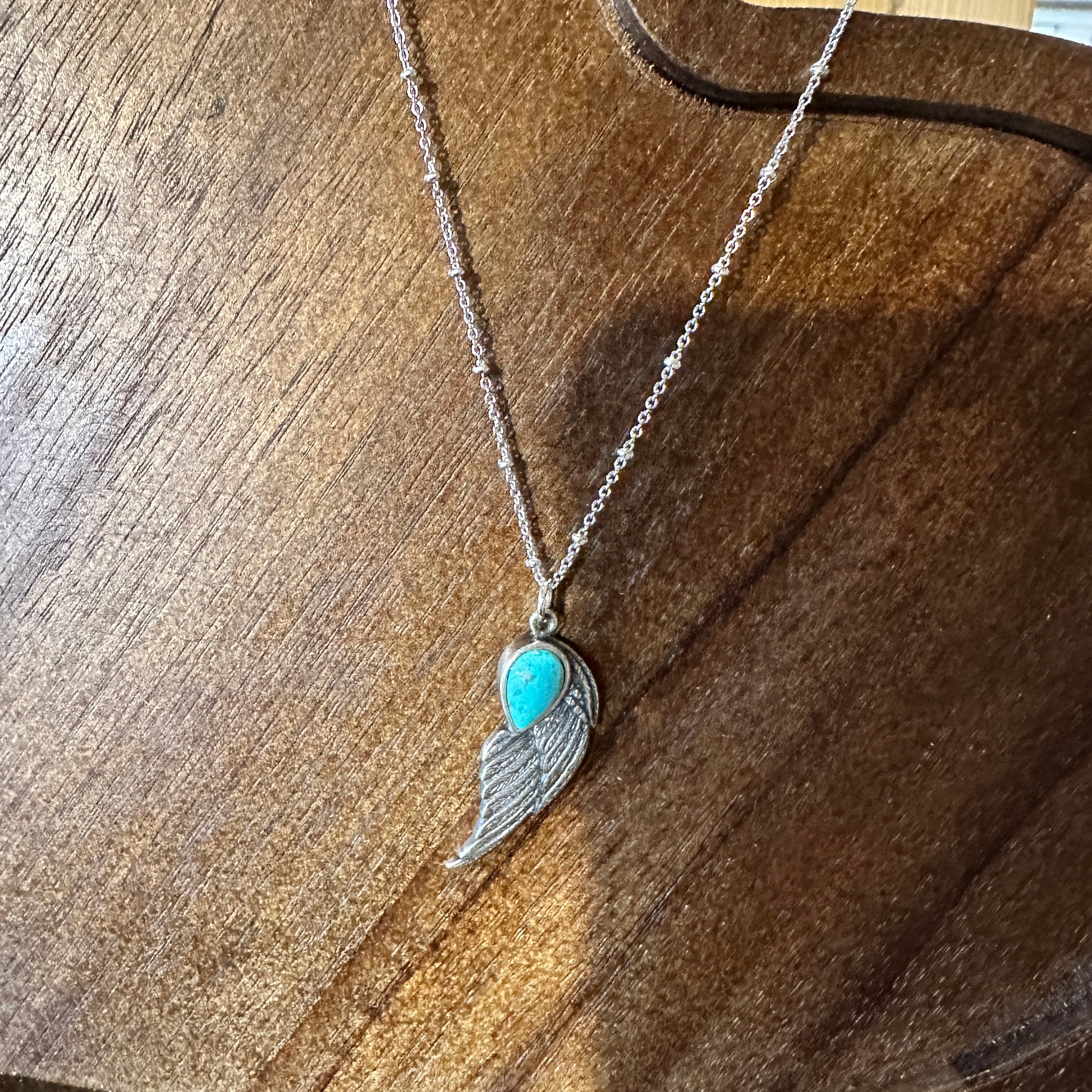 Native American Eagle Turquoise Necklace, Genuine Sterling Silver & Turquoise Stone, Gift Box - Silver Elegant
