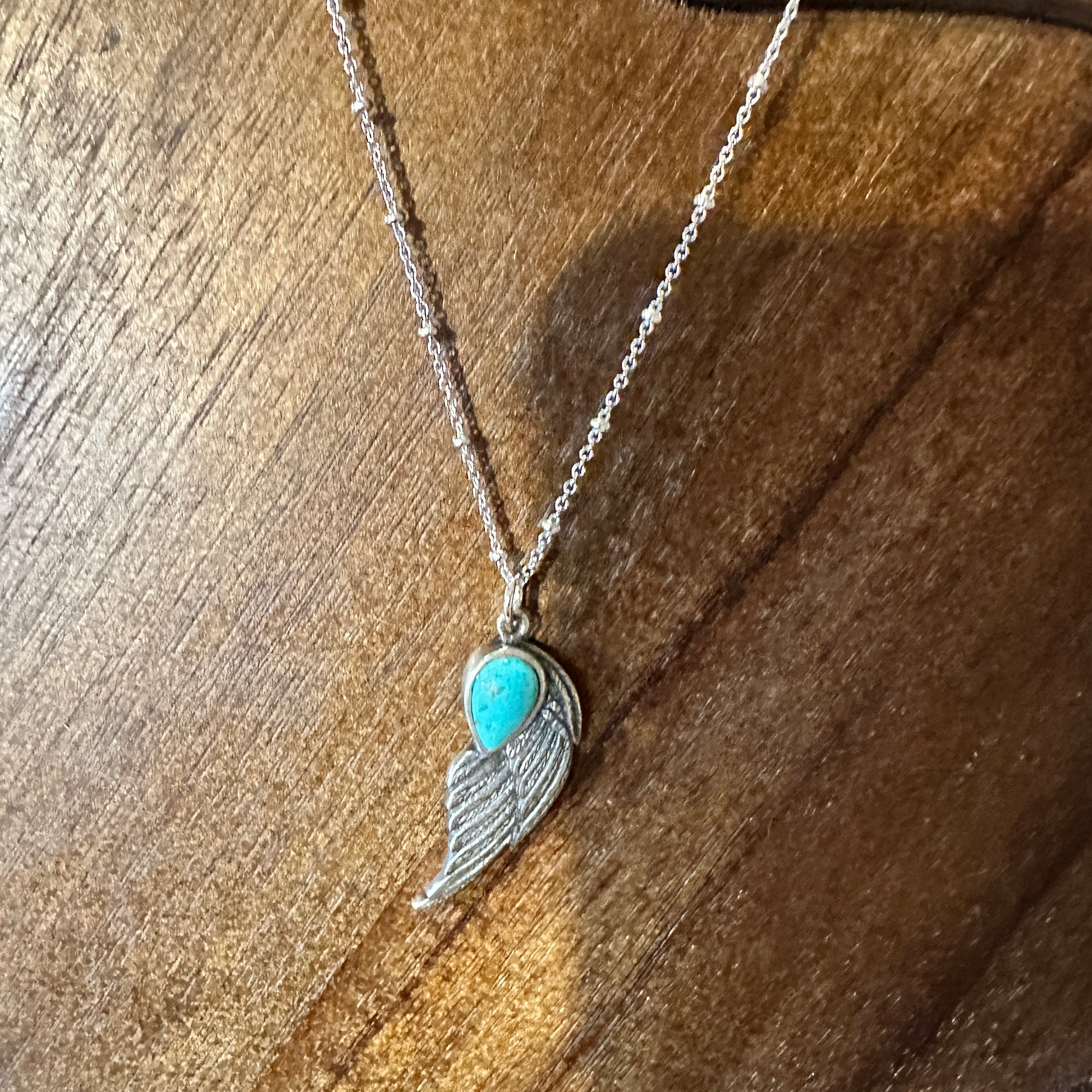 Native American Eagle Turquoise Necklace, Genuine Sterling Silver & Turquoise Stone, Gift Box - Silver Elegant