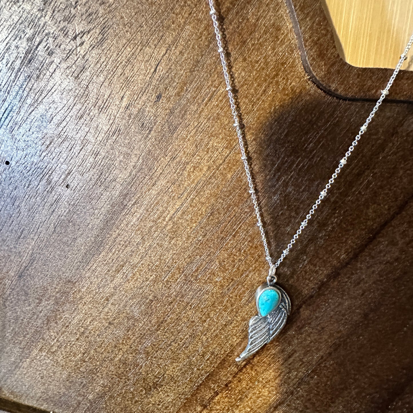Native American Eagle Turquoise Necklace, Genuine Sterling Silver & Turquoise Stone, Gift Box - Silver Elegant