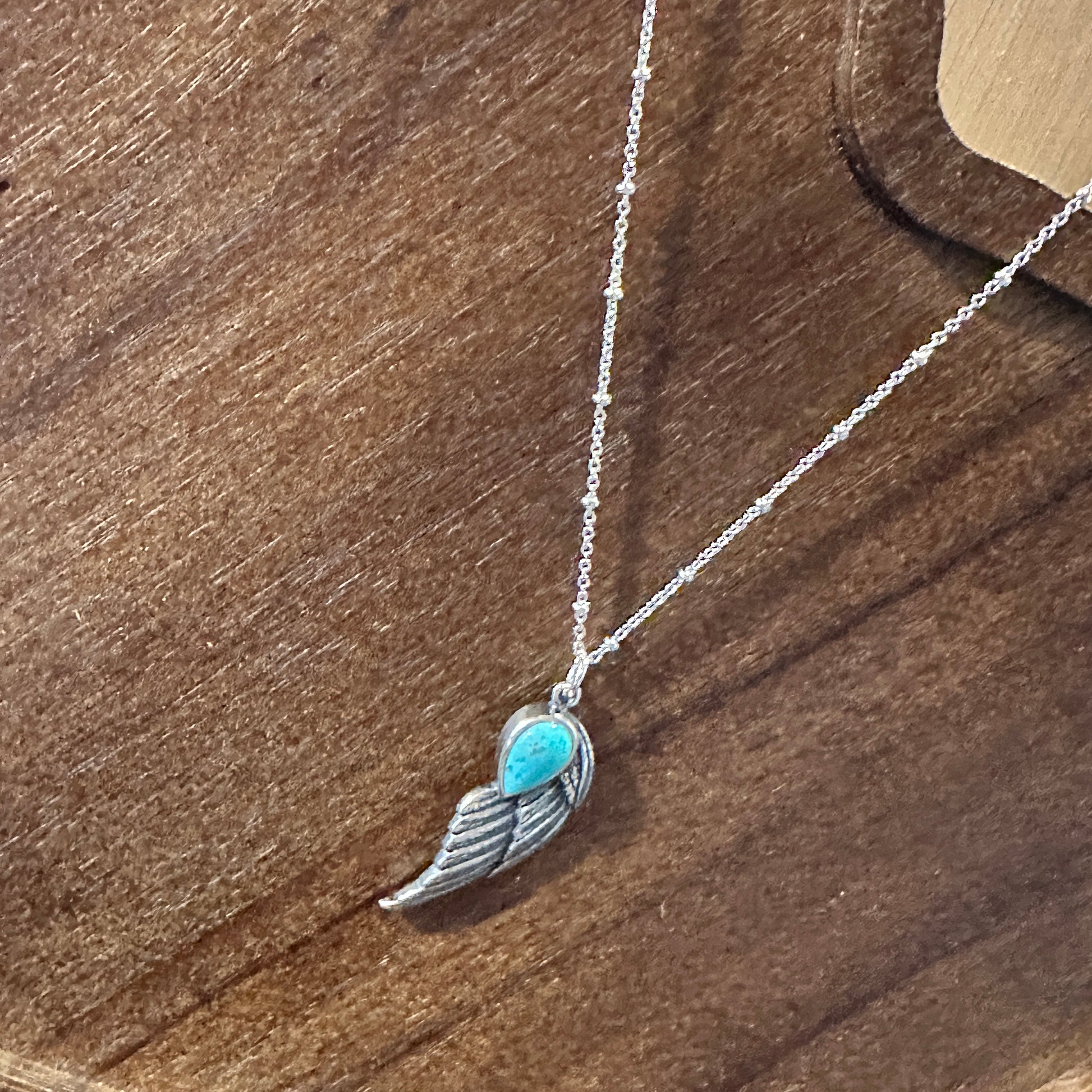 Native American Eagle Turquoise Necklace, Genuine Sterling Silver & Turquoise Stone, Gift Box - Silver Elegant