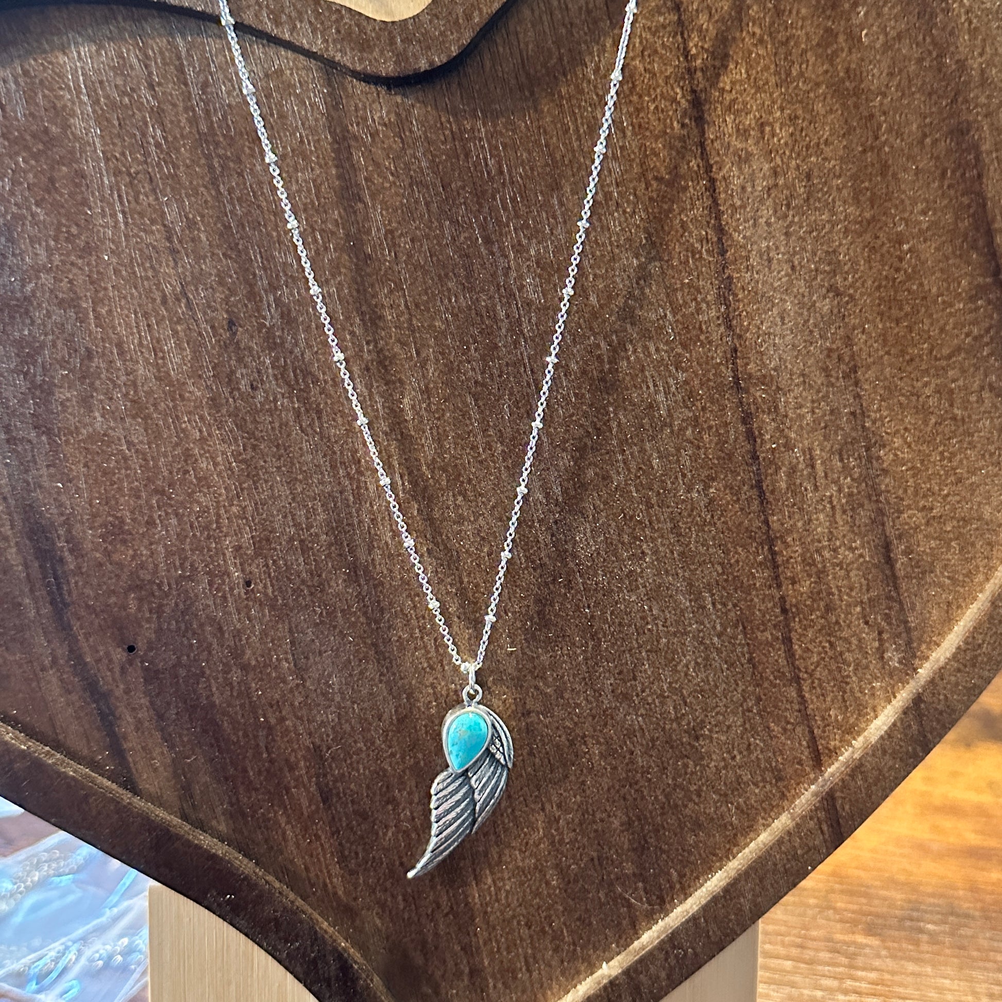 Native American Eagle Turquoise Necklace, Genuine Sterling Silver & Turquoise Stone, Gift Box - Silver Elegant
