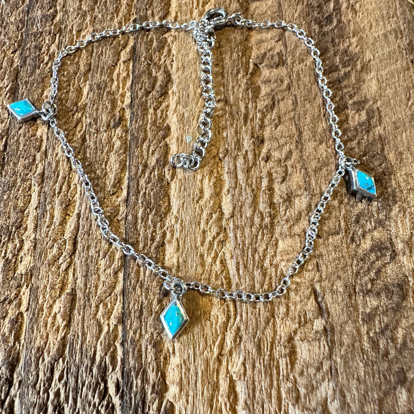 Sterling Silver Native American Turquoise Anklet - Adjustable & Gift-Ready - Silver Elegant