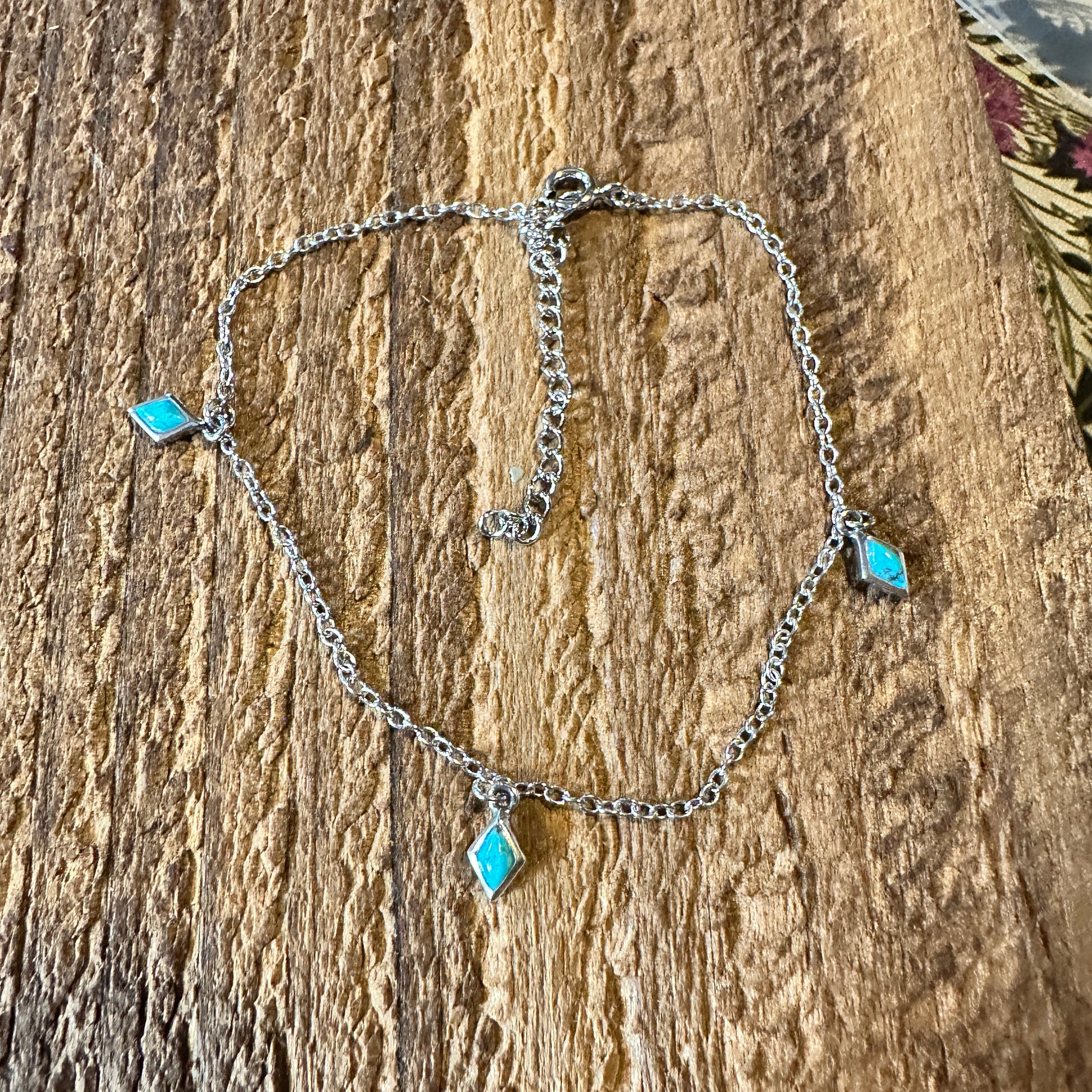Sterling Silver Native American Turquoise Anklet - Adjustable & Gift-Ready - Silver Elegant