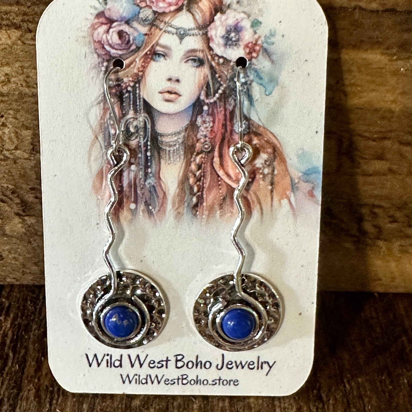 Boho Native American Navajo Dangle Wire Earrings, Turquoise Stone, Gift Box - Silver Elegant