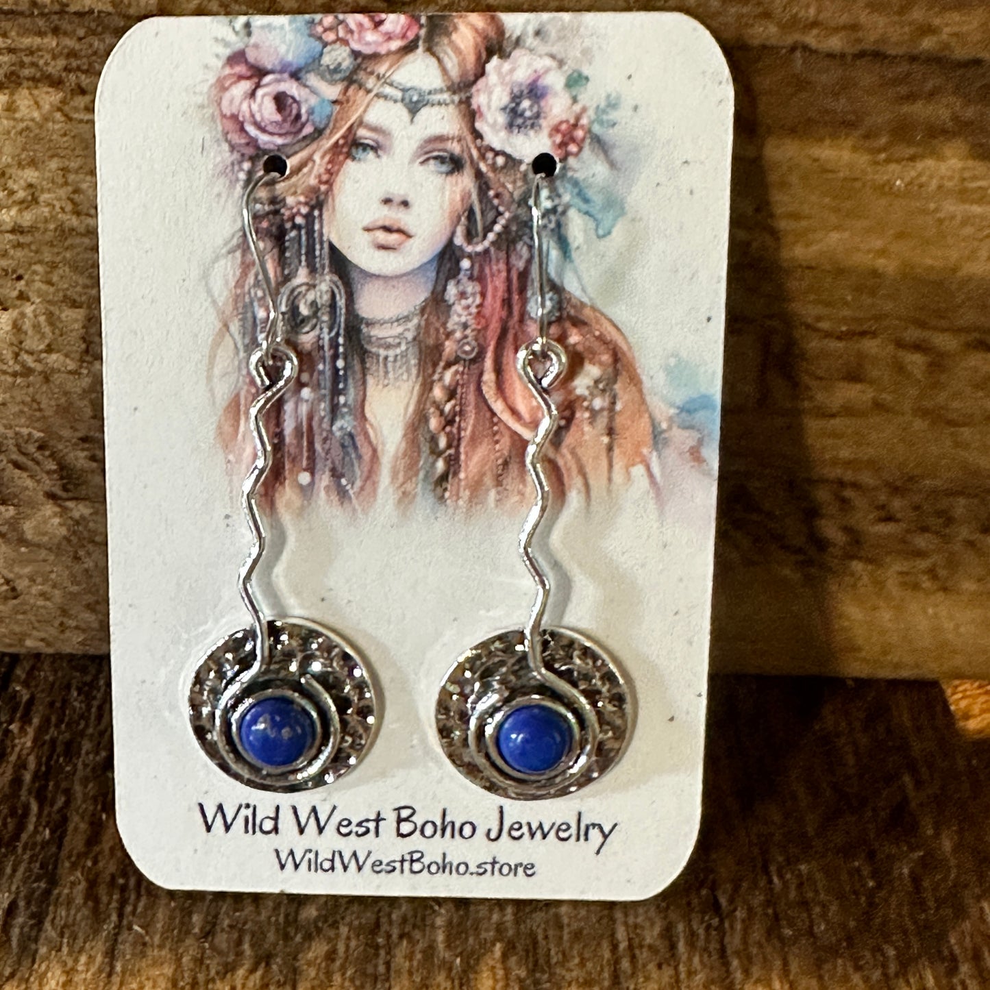 Boho Native American Navajo Dangle Wire Earrings, Turquoise Stone, Gift Box - Silver Elegant