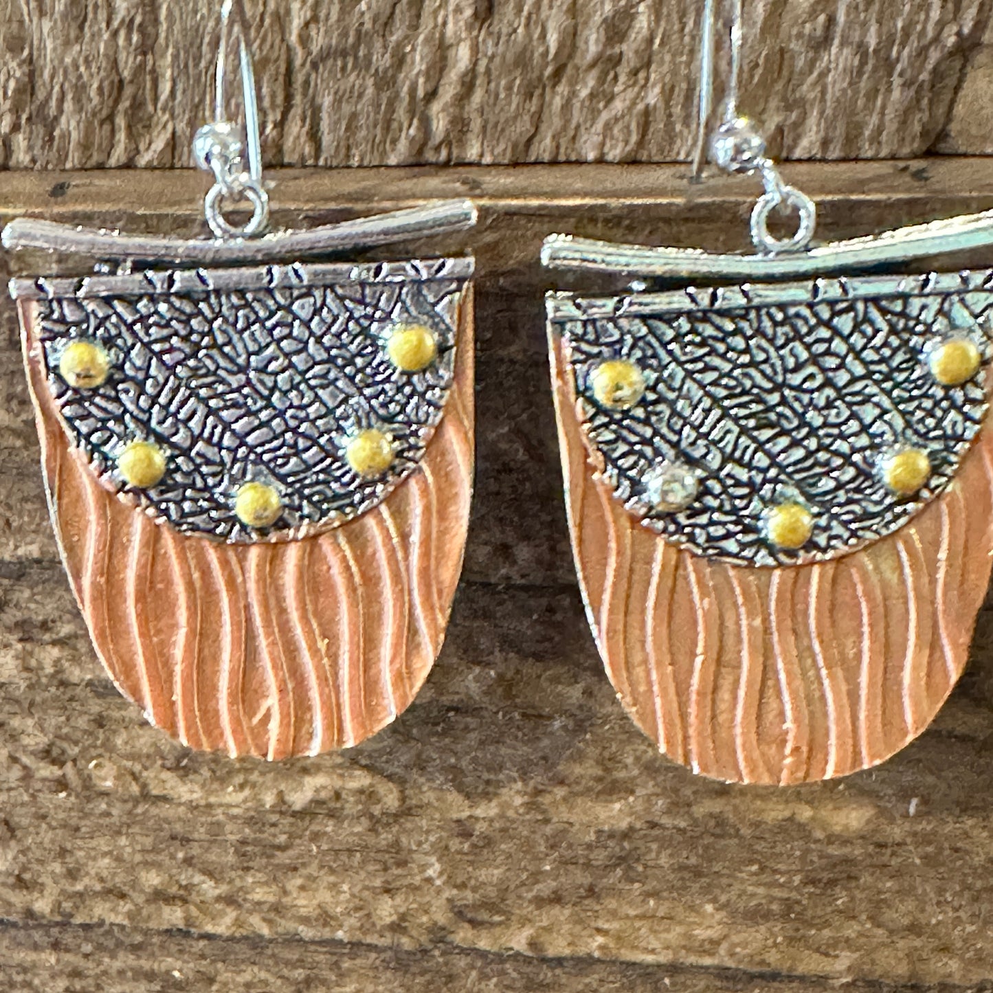 Handcrafted Bohemian Copper Dangle Earrings, Retro Ethnic Style , Gift Box - Silver Elegant