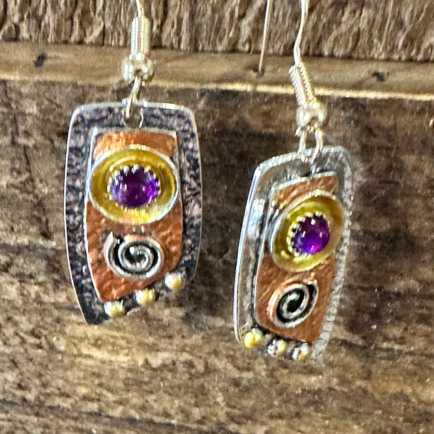 Handcrafted Bohemian Vintage Copper Dangle Earring, Retro Ethnic Style , Gift Box - Silver Elegant