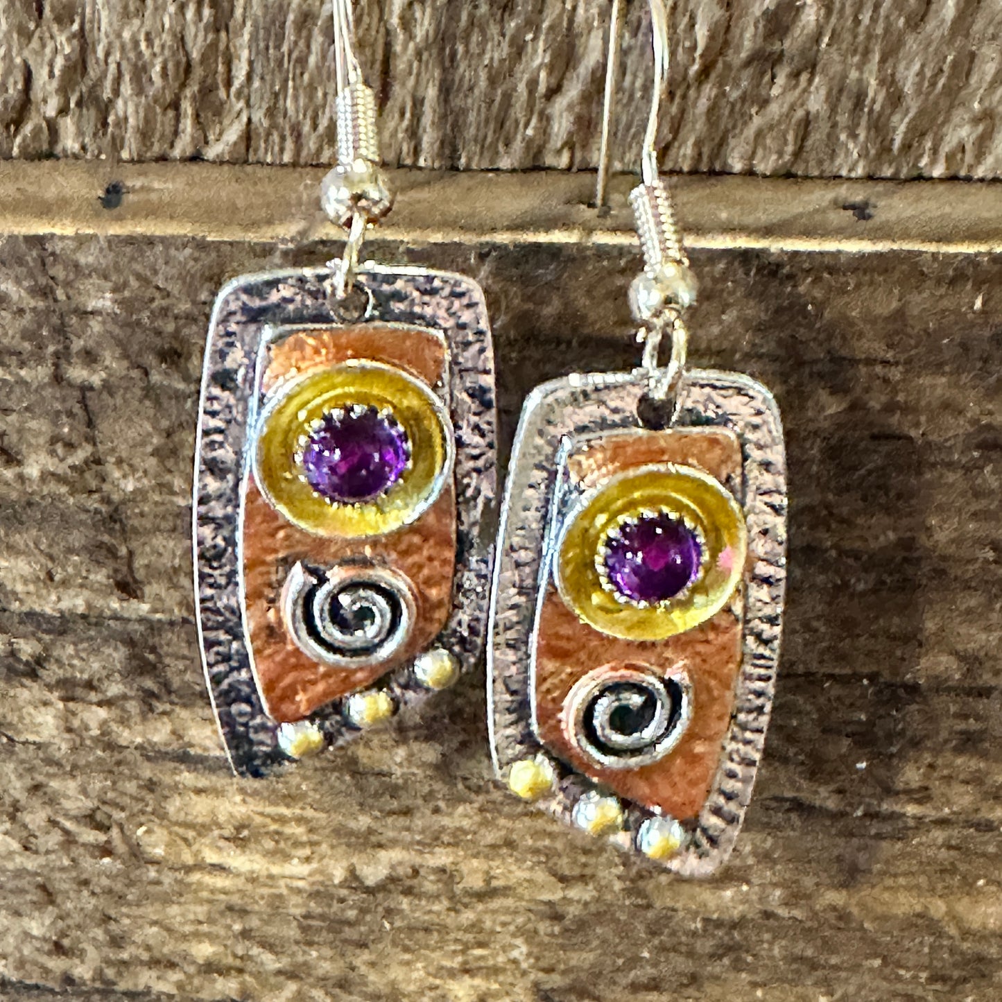 Handcrafted Bohemian Vintage Copper Dangle Earring, Retro Ethnic Style , Gift Box - Silver Elegant
