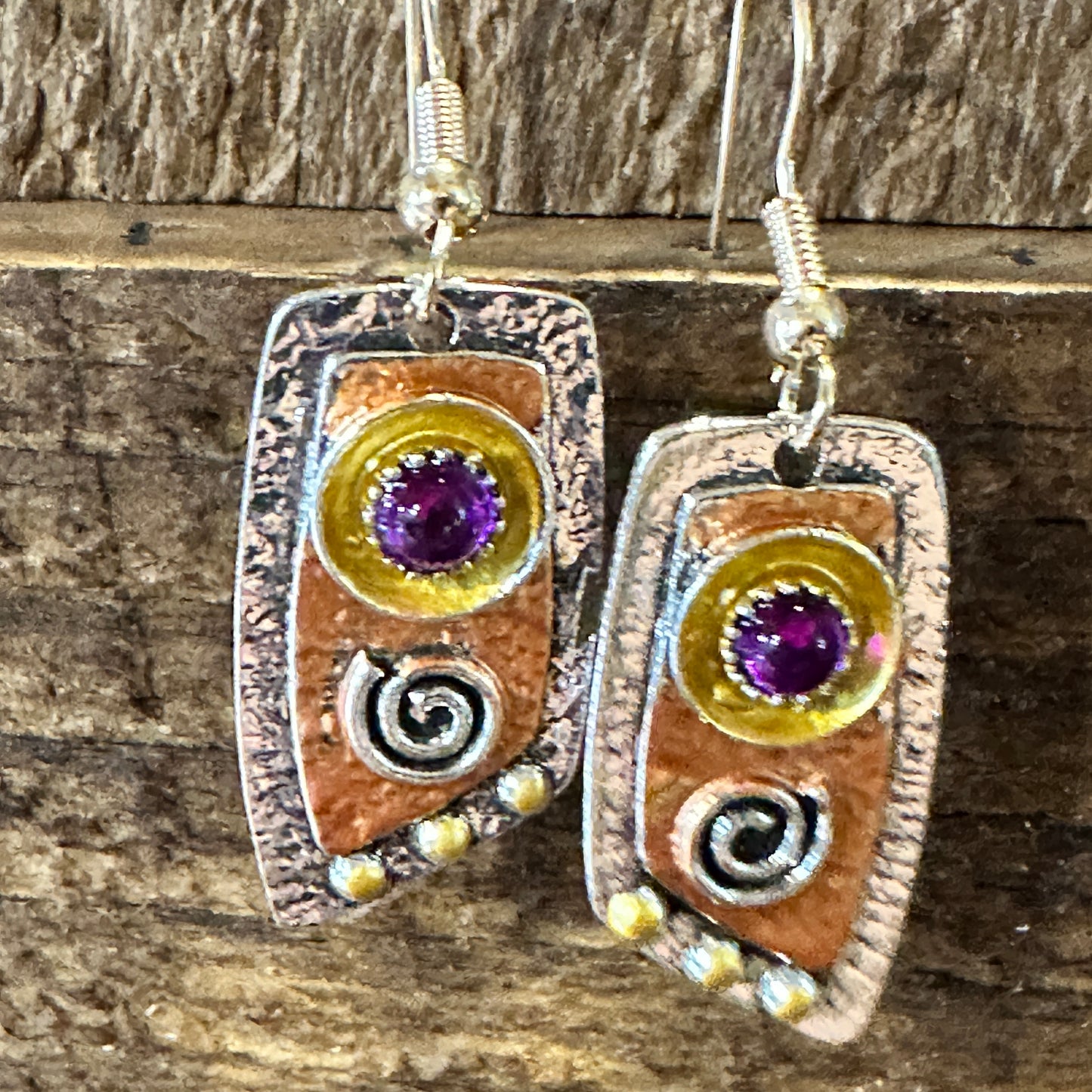 Handcrafted Bohemian Vintage Copper Dangle Earring, Retro Ethnic Style , Gift Box - Silver Elegant