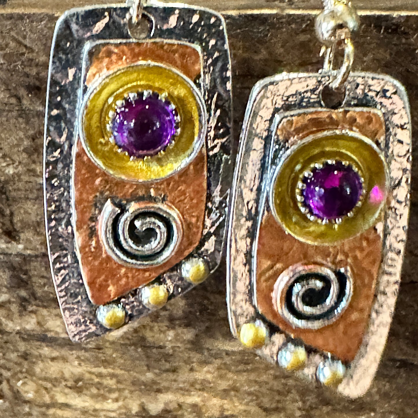 Handcrafted Bohemian Vintage Copper Dangle Earring, Retro Ethnic Style , Gift Box - Silver Elegant