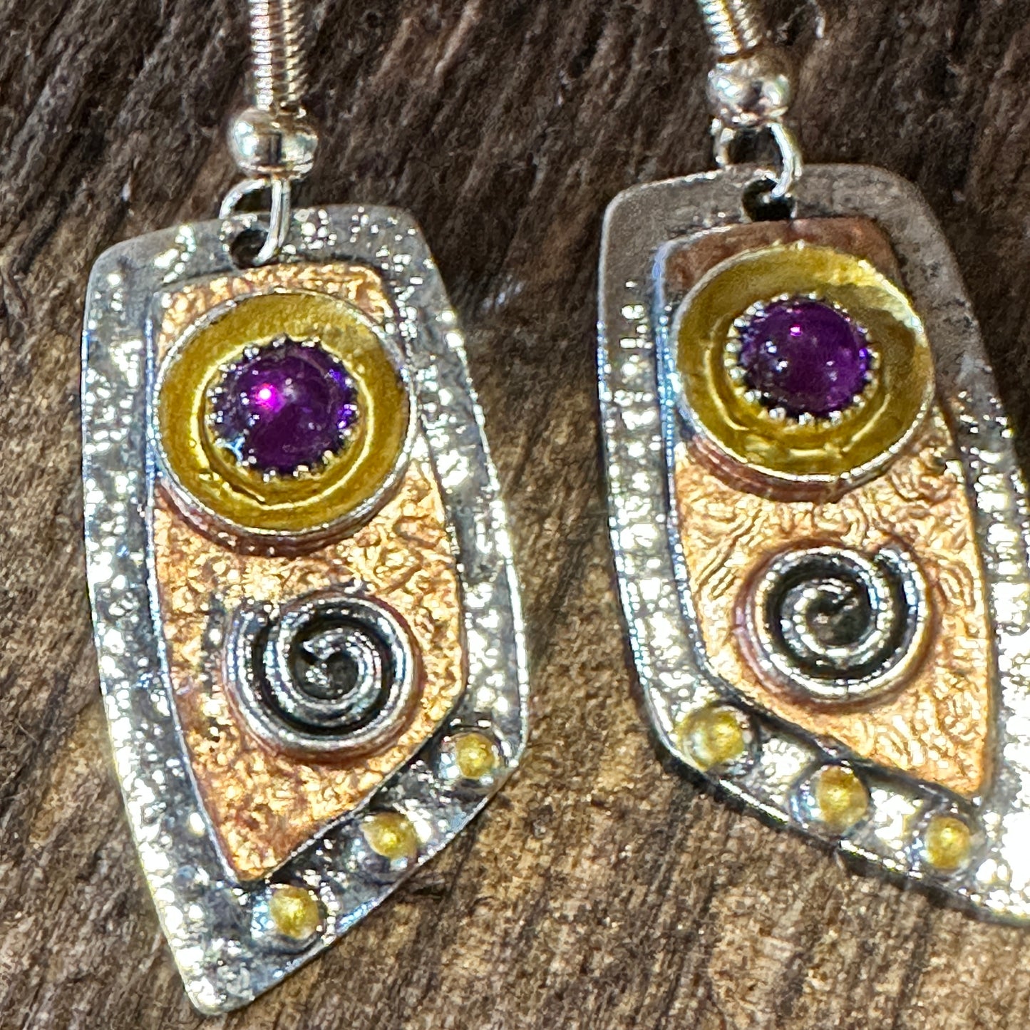 Handcrafted Bohemian Vintage Copper Dangle Earring, Retro Ethnic Style , Gift Box - Silver Elegant