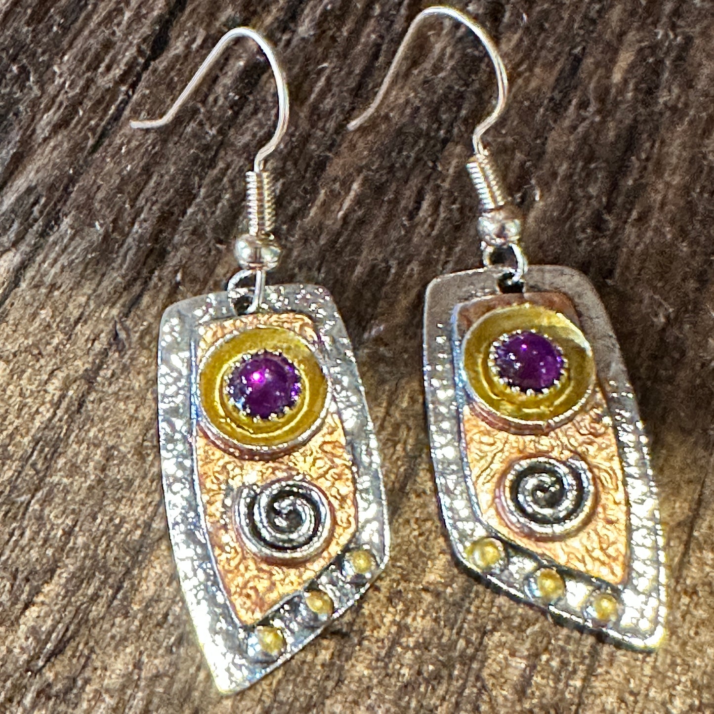 Handcrafted Bohemian Vintage Copper Dangle Earring, Retro Ethnic Style , Gift Box - Silver Elegant