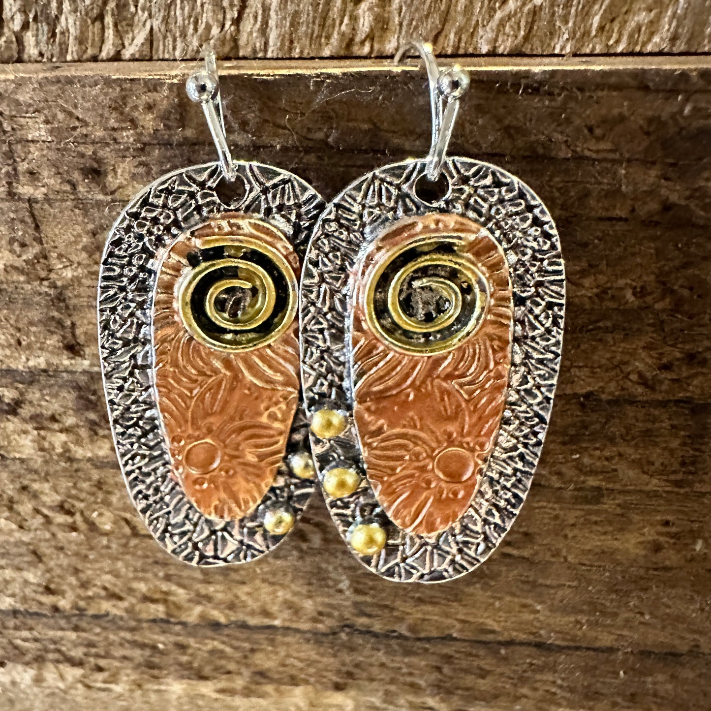 Handcrafted Bohemian Hippie Copper Dangle Earring, Retro Ethnic Style , Gift Box - Silver Elegant