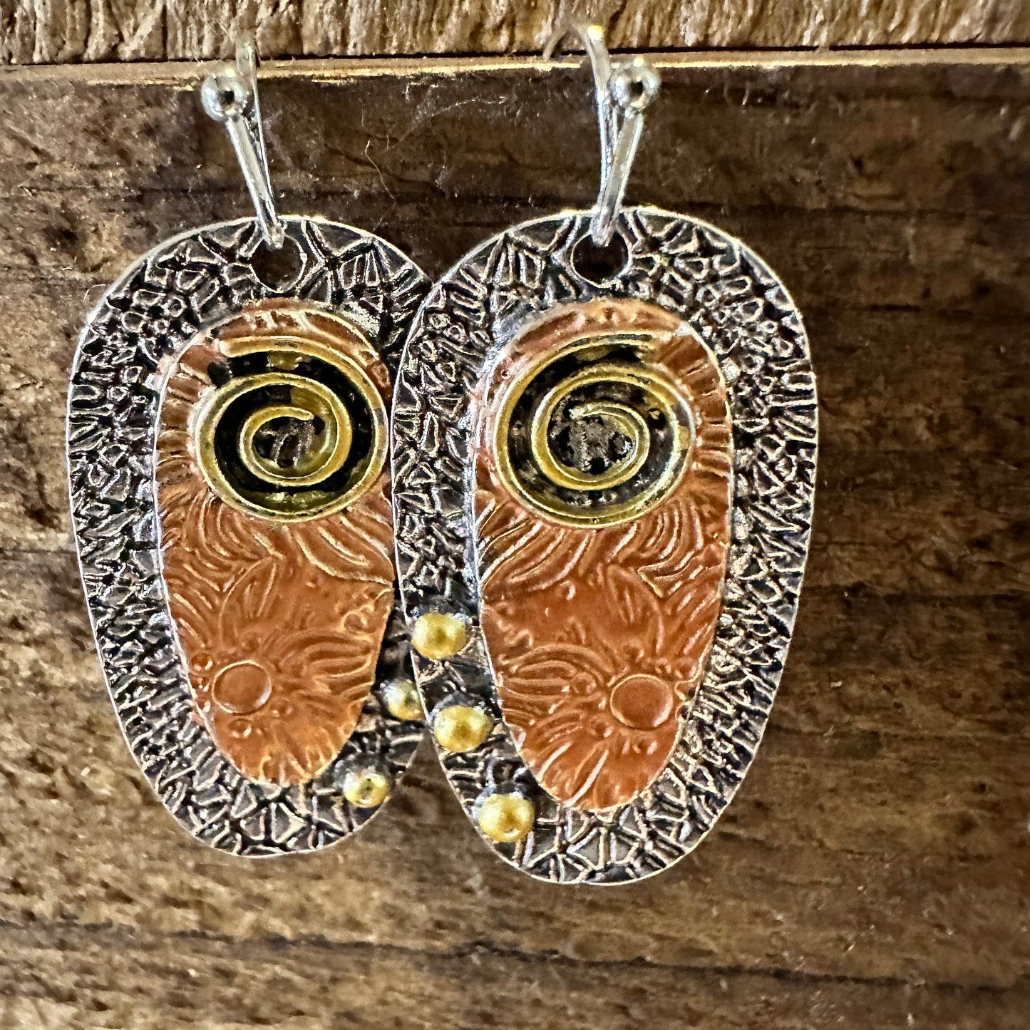 Handcrafted Bohemian Hippie Copper Dangle Earring, Retro Ethnic Style , Gift Box - Silver Elegant