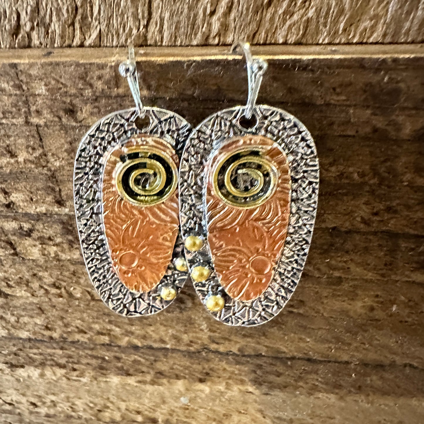 Handcrafted Bohemian Hippie Copper Dangle Earring, Retro Ethnic Style , Gift Box - Silver Elegant