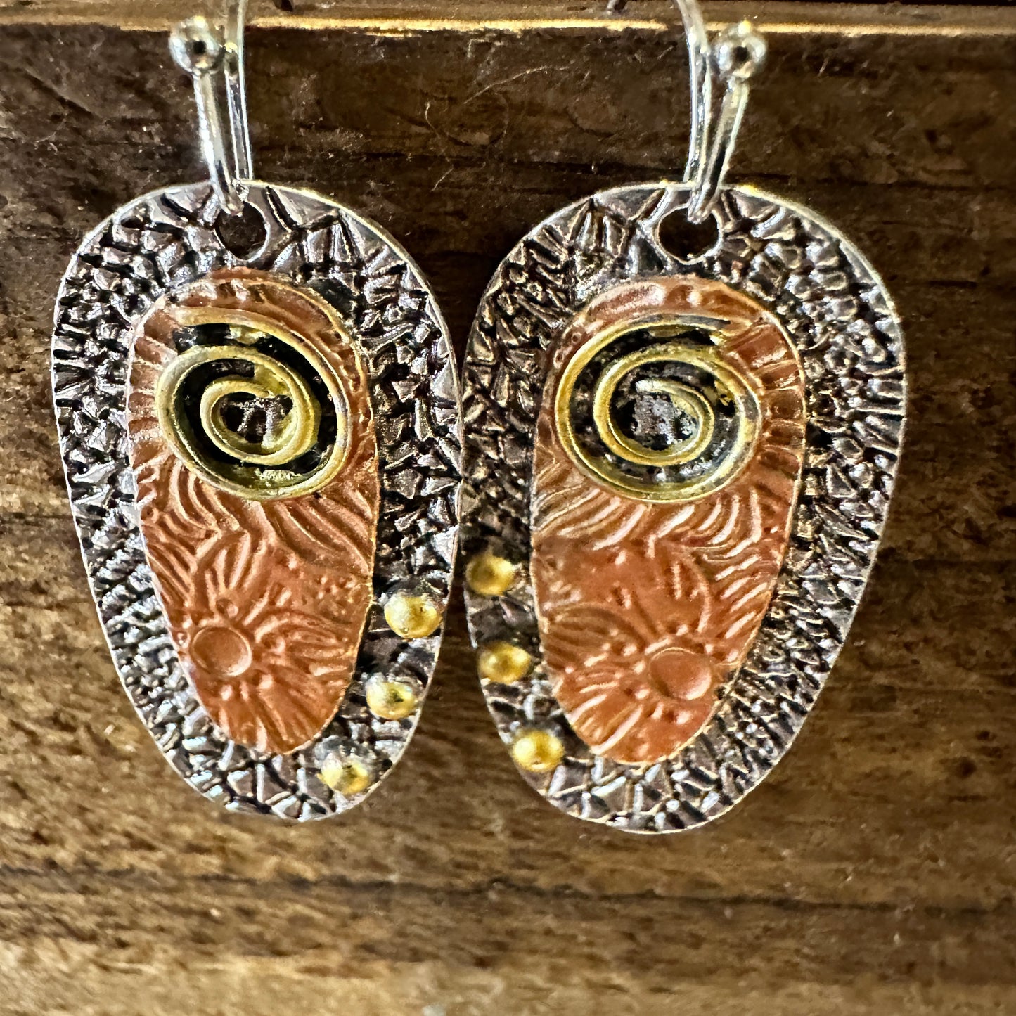 Handcrafted Bohemian Hippie Copper Dangle Earring, Retro Ethnic Style , Gift Box - Silver Elegant