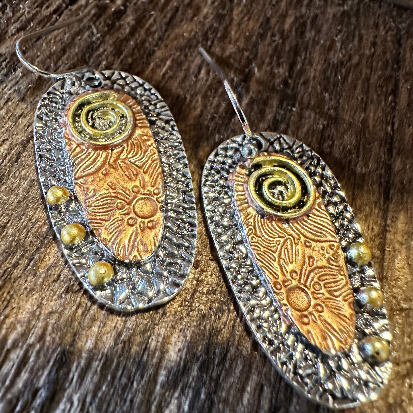 Handcrafted Bohemian Hippie Copper Dangle Earring, Retro Ethnic Style , Gift Box - Silver Elegant