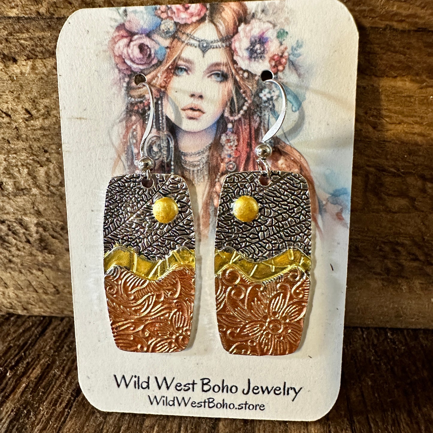 Handmade Bohemian Hippie Copper Dangle Earring, Retro Ethnic Style , Gift Box - Silver Elegant