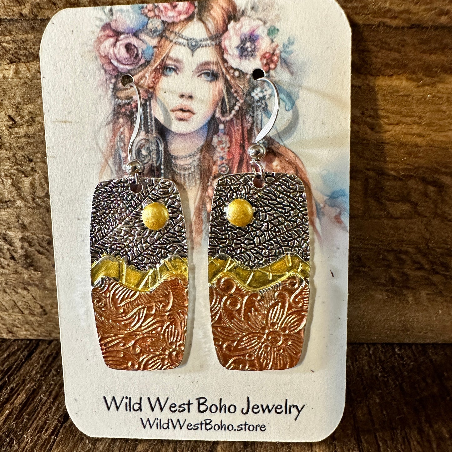 Handmade Bohemian Hippie Copper Dangle Earring, Retro Ethnic Style , Gift Box - Silver Elegant