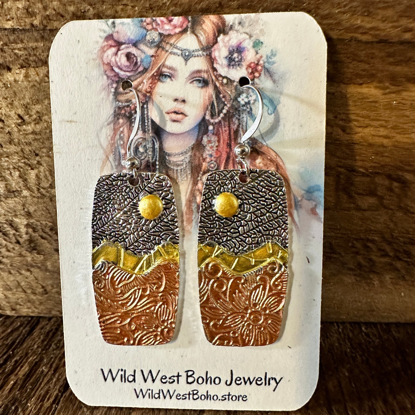 Handmade Bohemian Hippie Copper Dangle Earring, Retro Ethnic Style , Gift Box - Silver Elegant