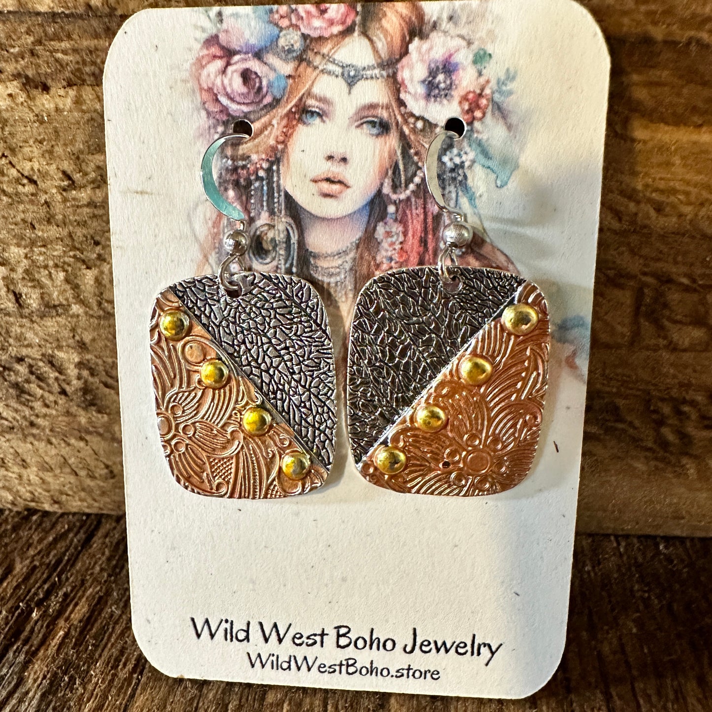 Handmade Bohemian Chic Copper Dangle Earring, Retro Ethnic Style , Gift Box - Silver Elegant