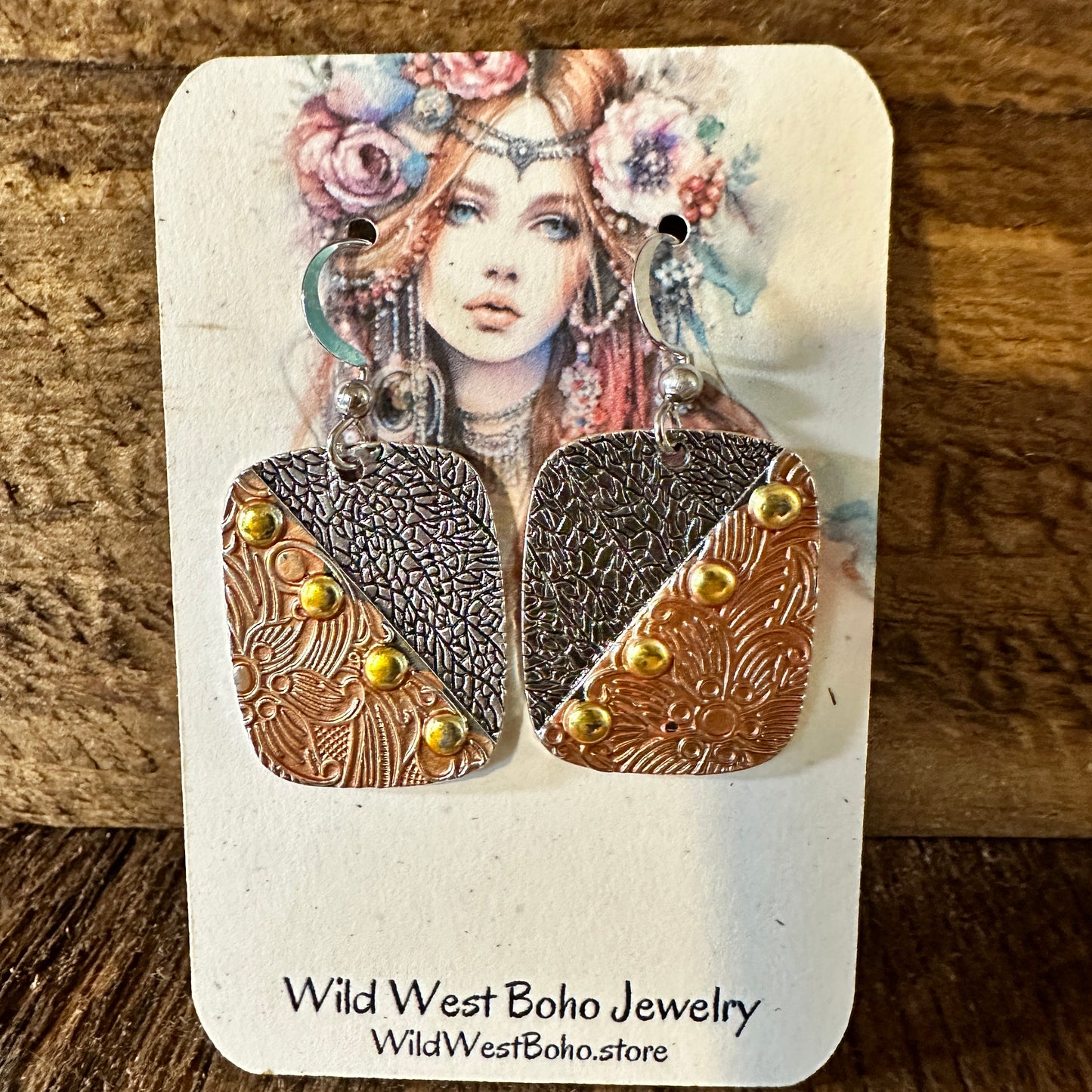Handmade Bohemian Chic Copper Dangle Earring, Retro Ethnic Style , Gift Box - Silver Elegant