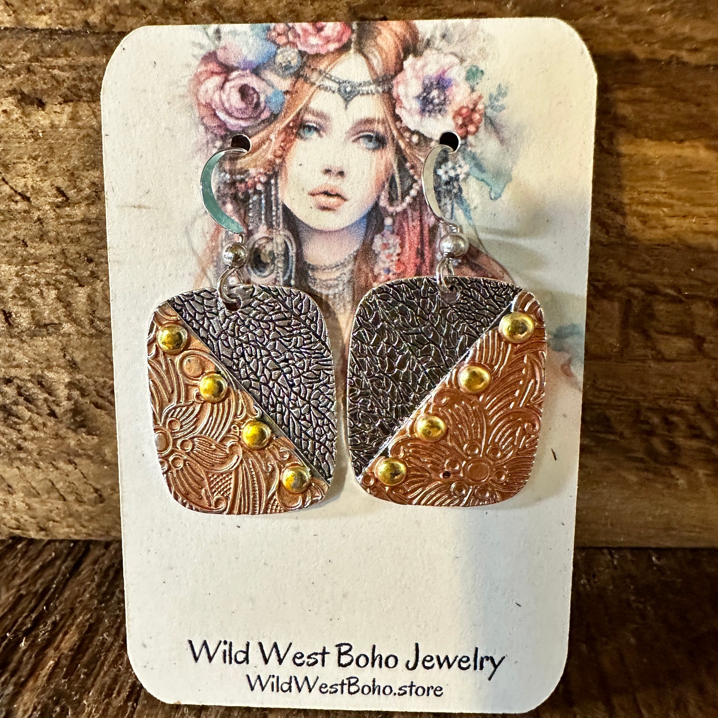 Handmade Bohemian Chic Copper Dangle Earring, Retro Ethnic Style , Gift Box - Silver Elegant