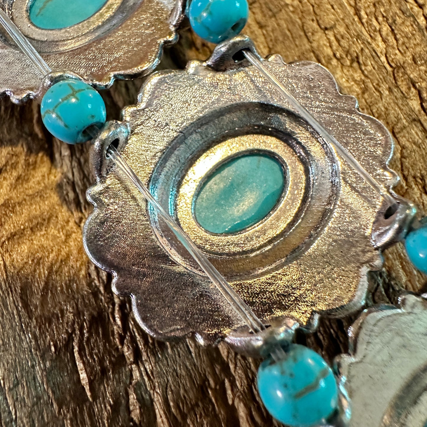 Bohemian Southwestern Hippie iWatch Band with Turquoise featuring handcrafted beadwork, elastic stretch design, and vibrant turquoise stones in a gift box. - Silver Elegant