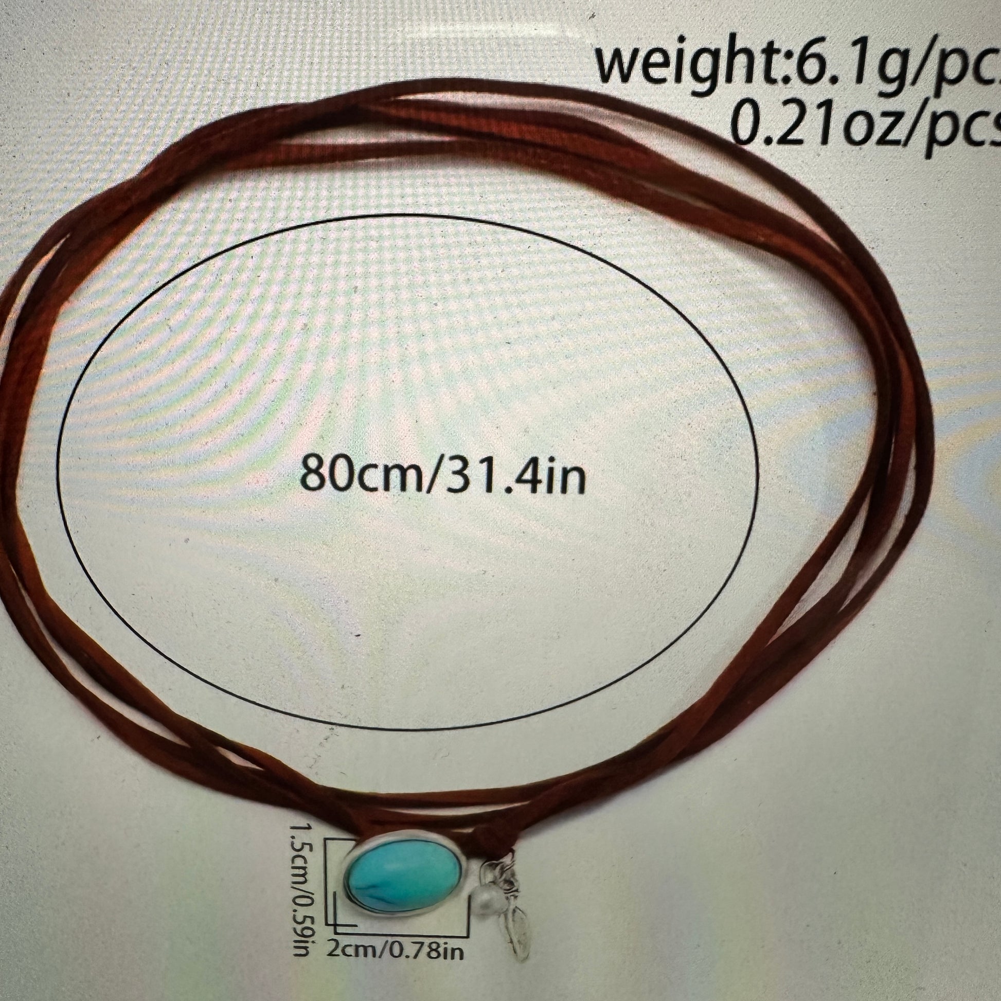 Turquoise Stone Bohemian Cowgirl Choker Necklace with Double Leather Cord, Gift Box Included - Silver Elegant