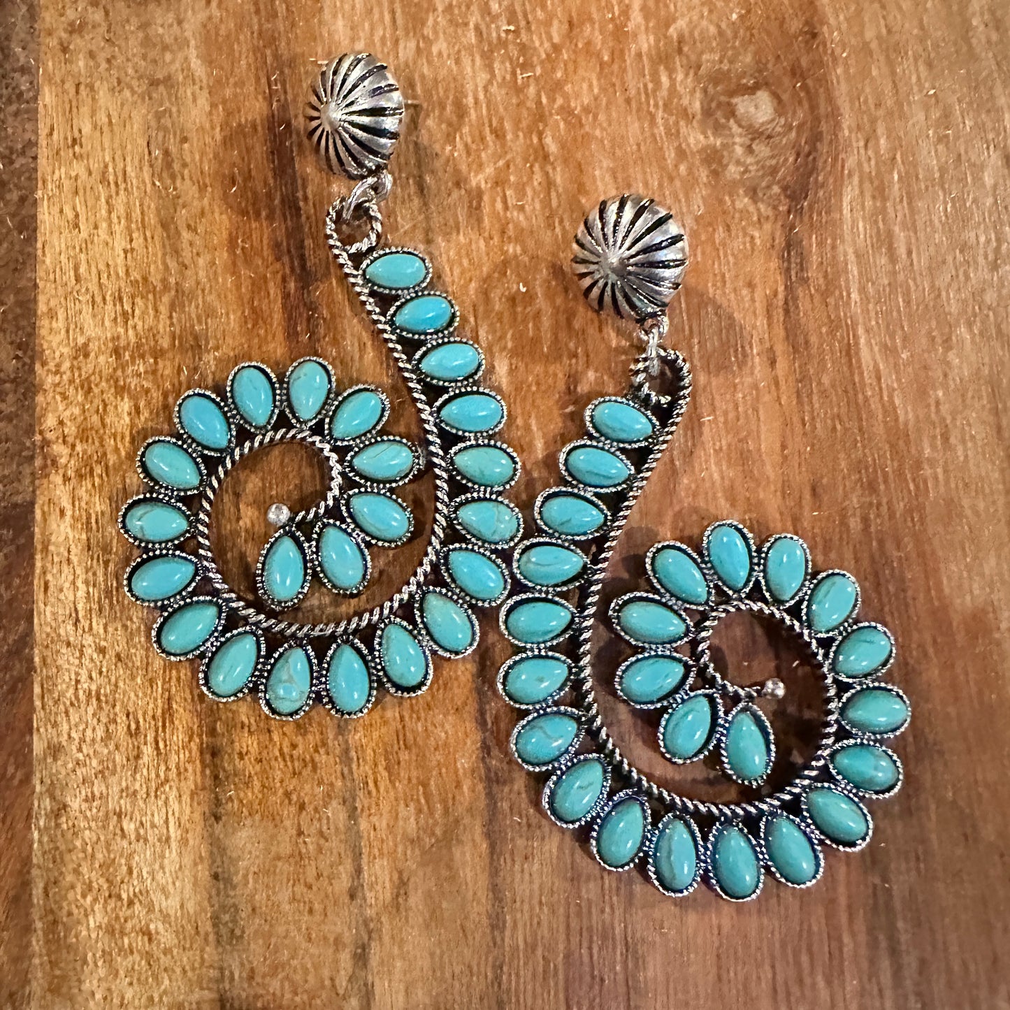Boho Handcrafted Hippie Nature's Embrace Turquoise Spiral Earrings, Ships in Gift Box