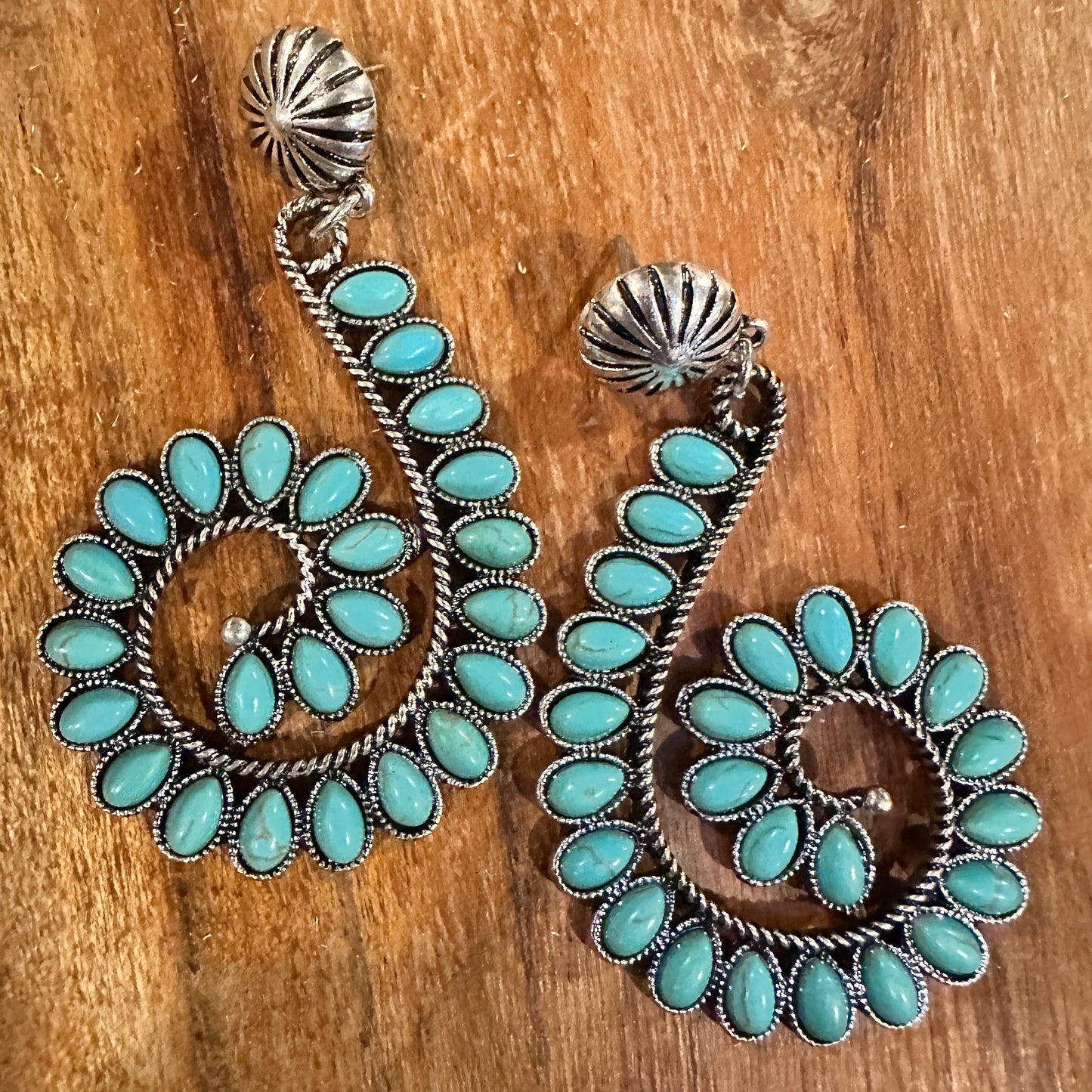Boho Handcrafted Hippie Nature's Embrace Turquoise Spiral Earrings, Ships in Gift Box
