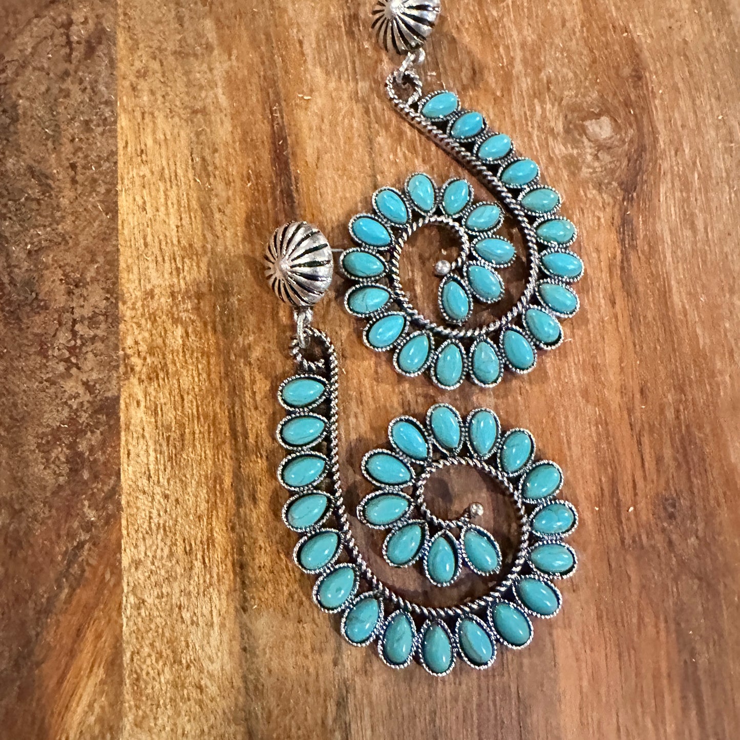 Boho Handcrafted Hippie Nature's Embrace Turquoise Spiral Earrings, Ships in Gift Box