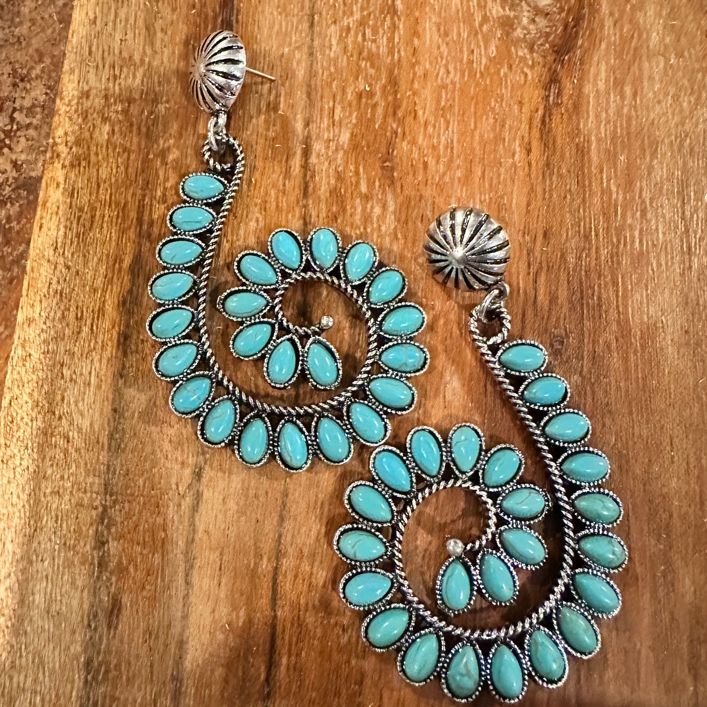 Boho Handcrafted Hippie Nature's Embrace Turquoise Spiral Earrings, Ships in Gift Box