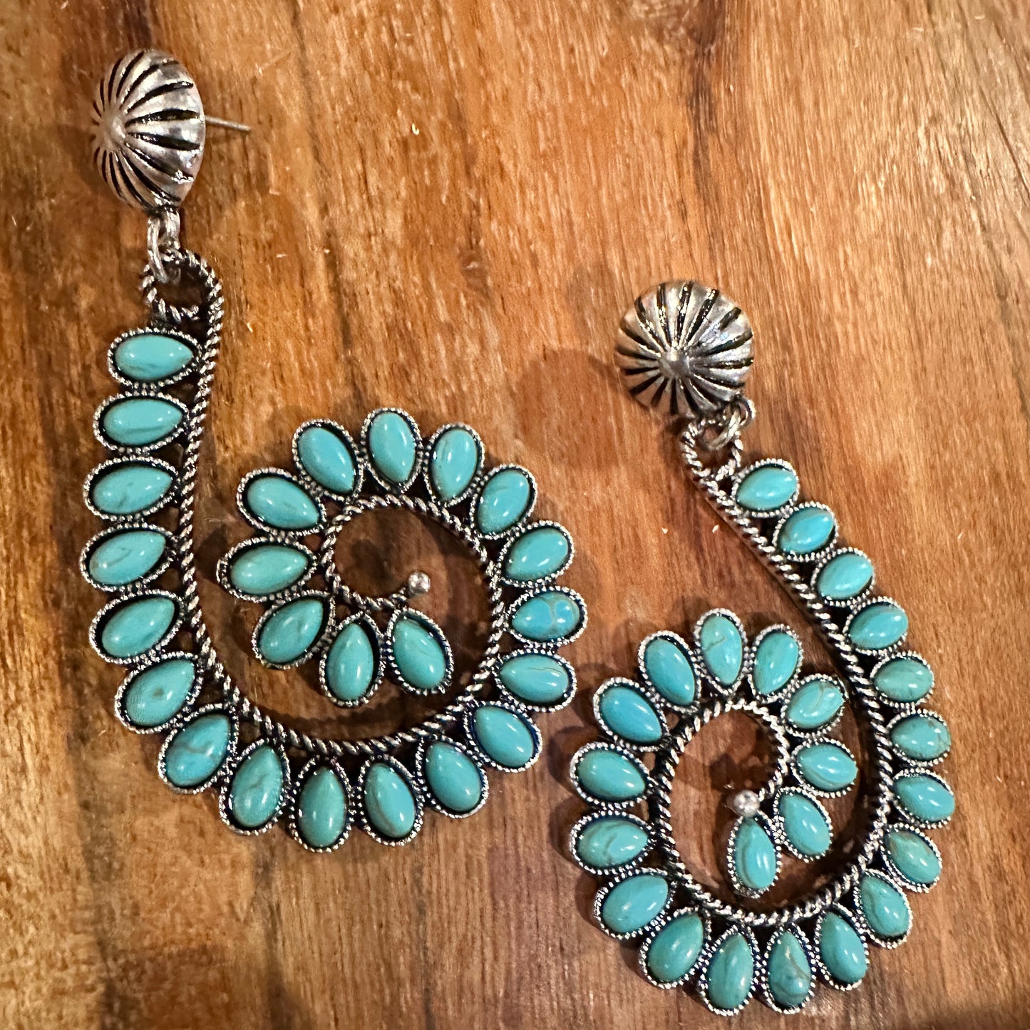 Boho Handcrafted Hippie Nature's Embrace Turquoise Spiral Earrings, Ships in Gift Box