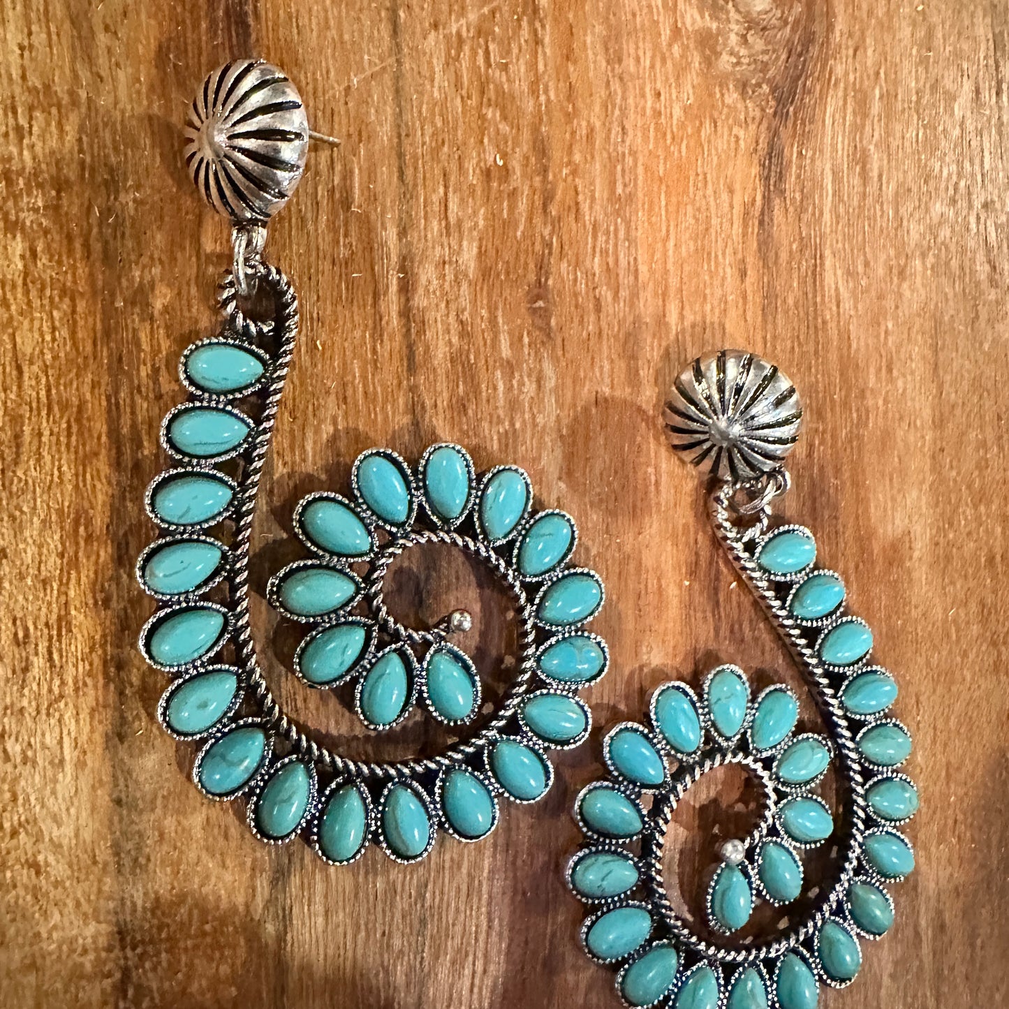 Boho Handcrafted Hippie Nature's Embrace Turquoise Spiral Earrings, Ships in Gift Box