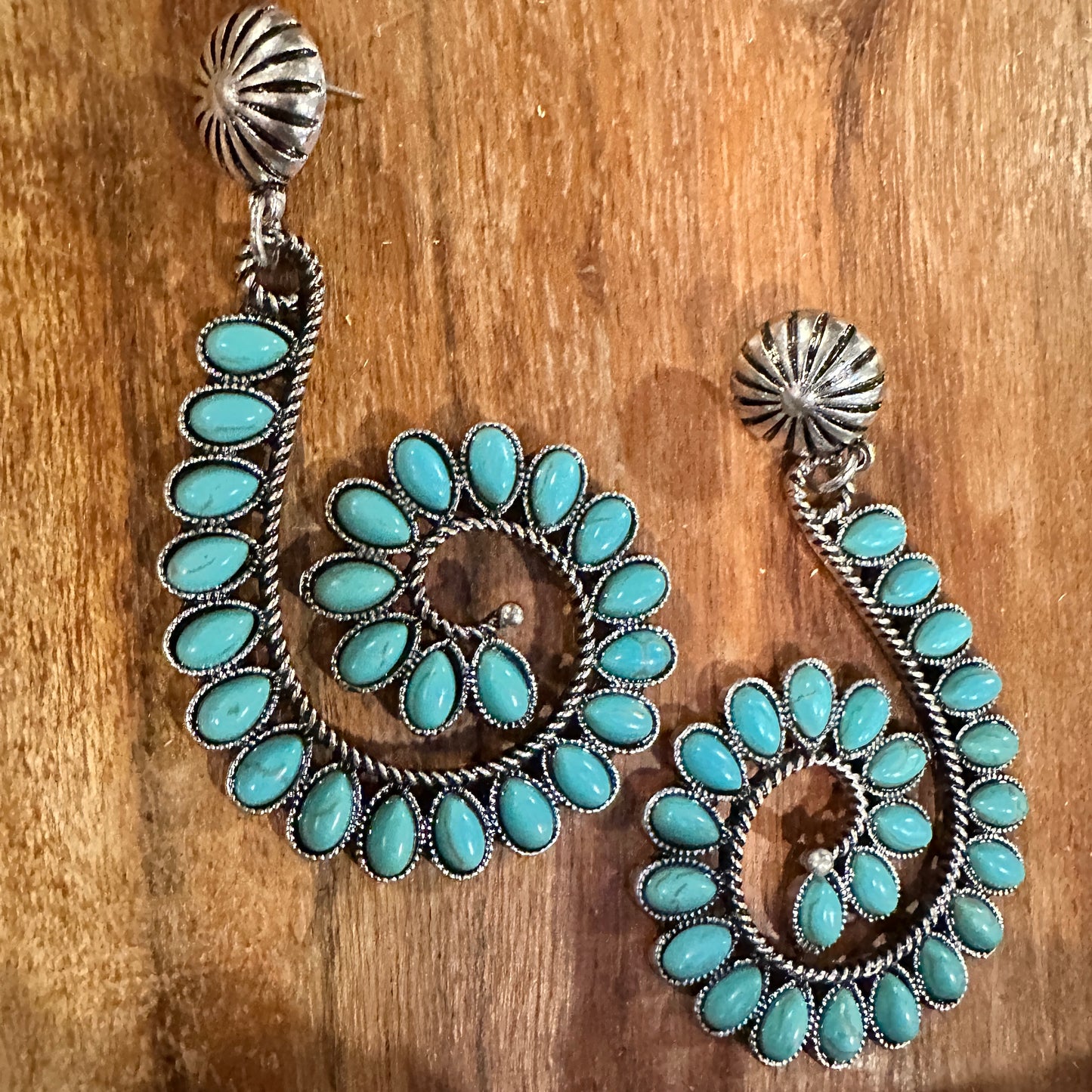 Boho Handcrafted Hippie Nature's Embrace Turquoise Spiral Earrings, Ships in Gift Box