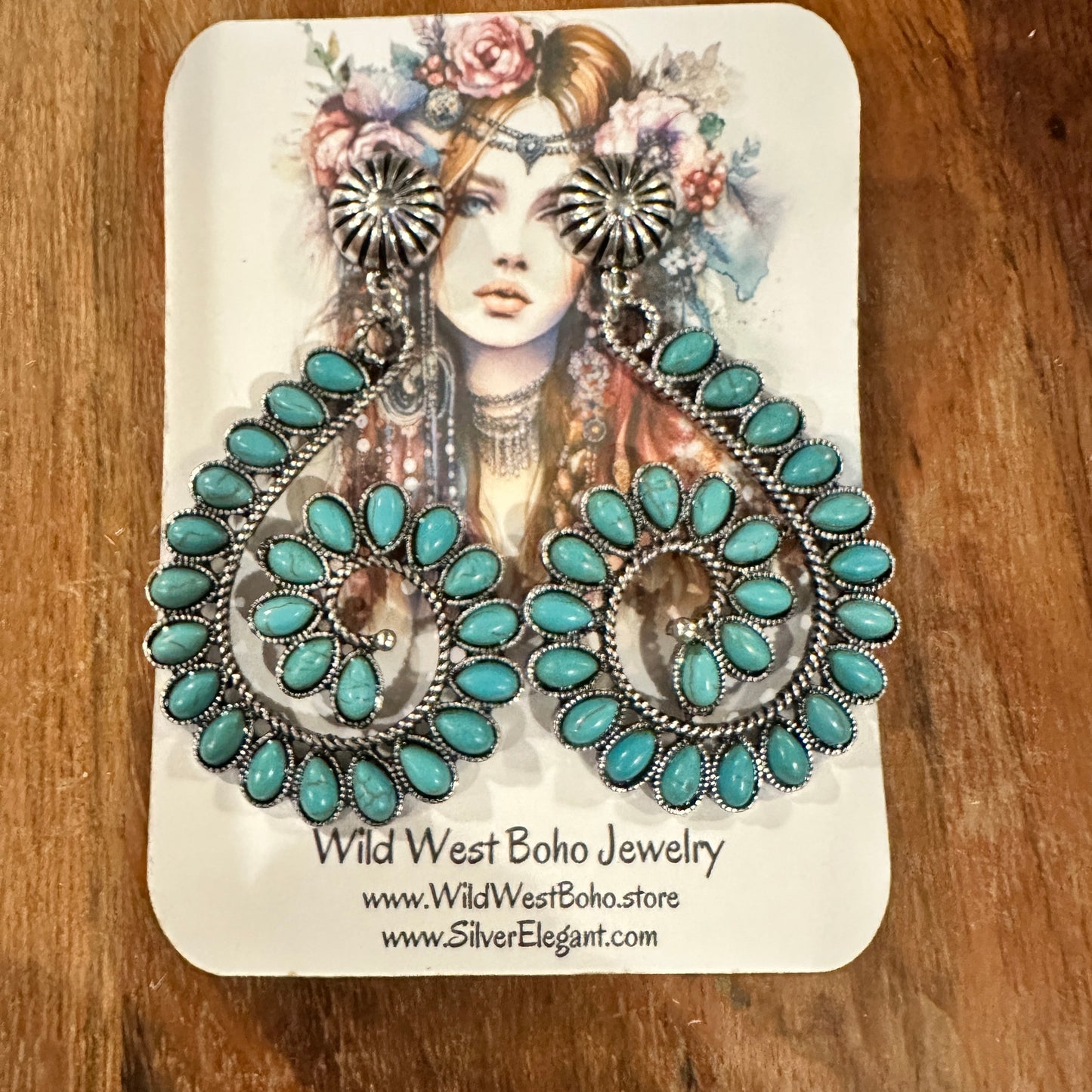 Boho Handcrafted Hippie Nature's Embrace Turquoise Spiral Earrings, Ships in Gift Box