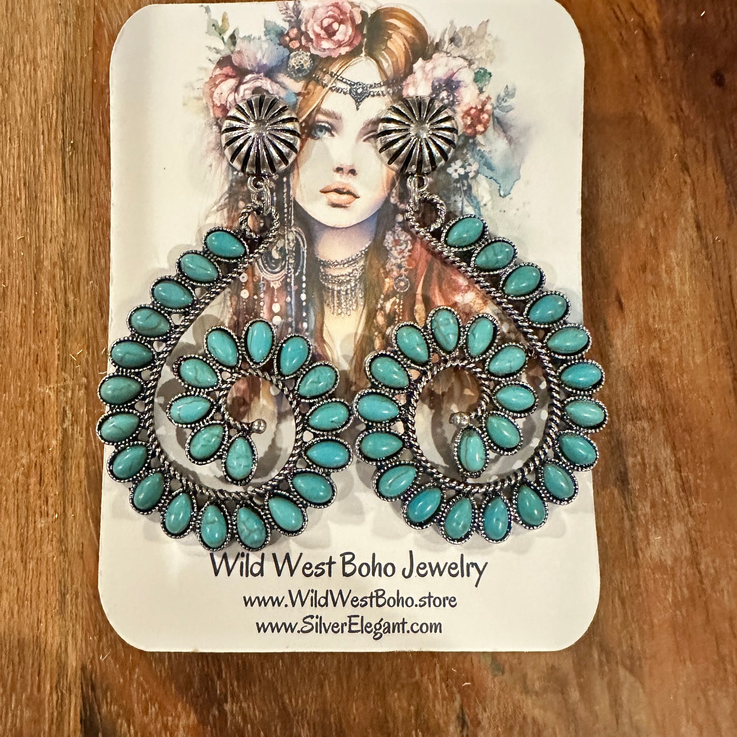 Boho Handcrafted Hippie Nature's Embrace Turquoise Spiral Earrings, Ships in Gift Box