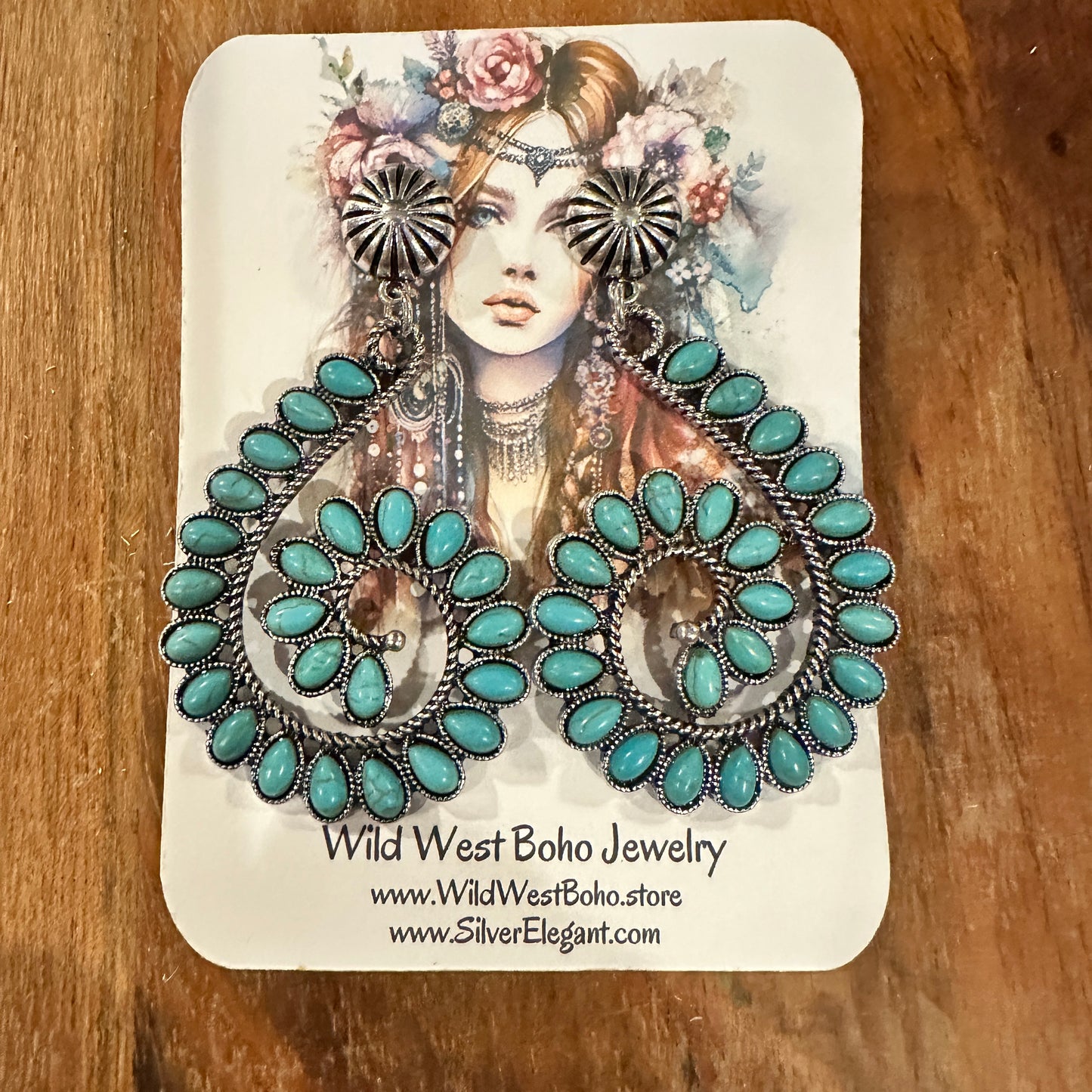 Boho Handcrafted Hippie Nature's Embrace Turquoise Spiral Earrings, Ships in Gift Box