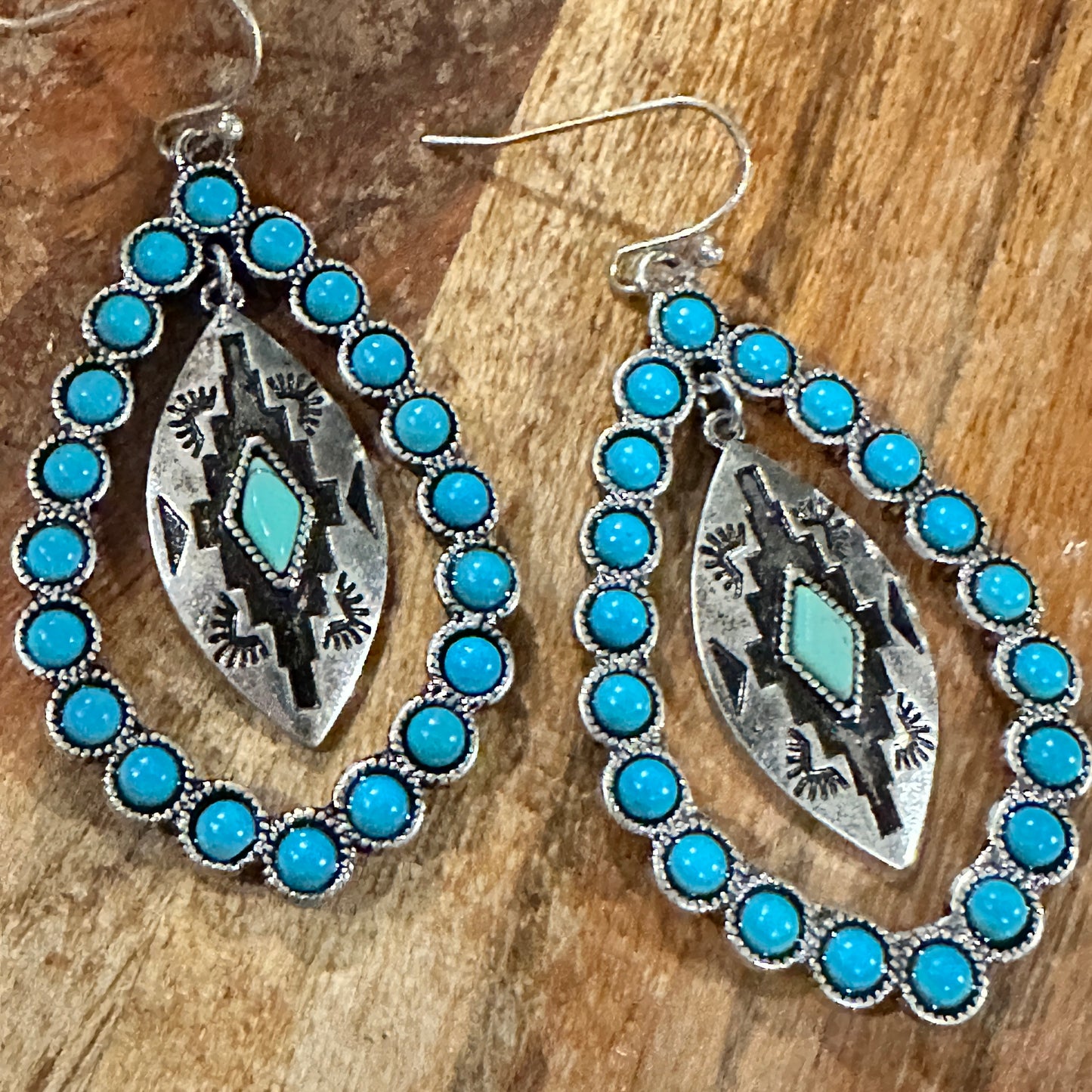 Aztec-Inspired Teardrop Turquoise Earrings - Chic Statement Jewelry