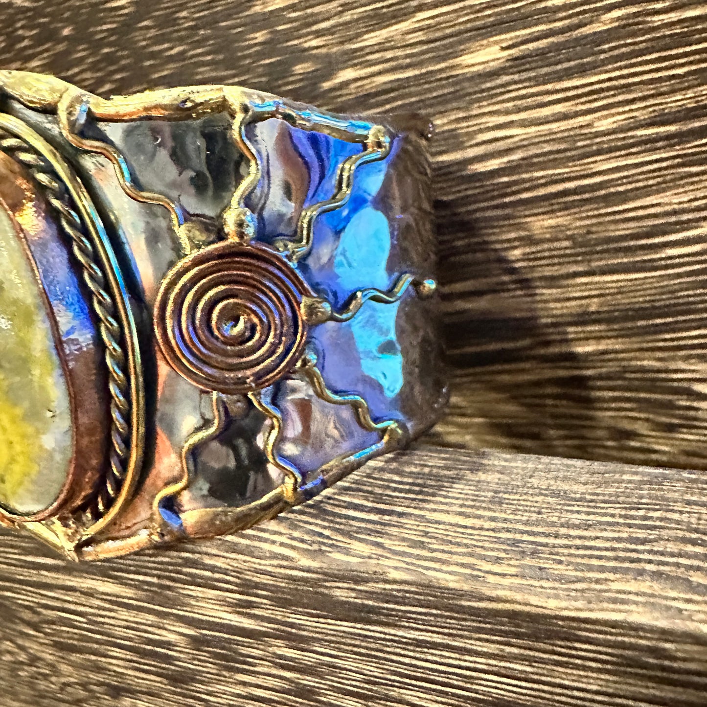 BumbleBee Jasper Adjustable Cuff Bracelet with Mixed Metals - Gift Box Included