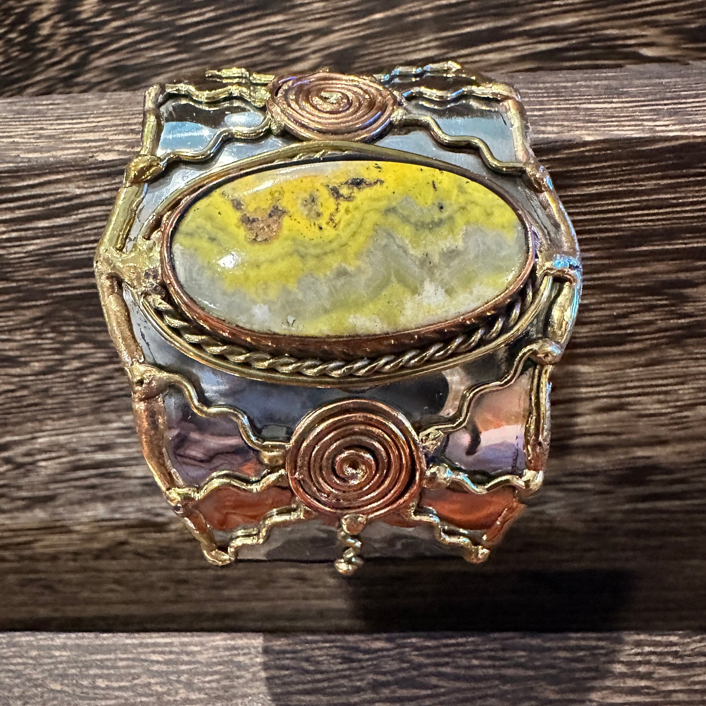 BumbleBee Jasper Adjustable Cuff Bracelet with Mixed Metals - Gift Box Included