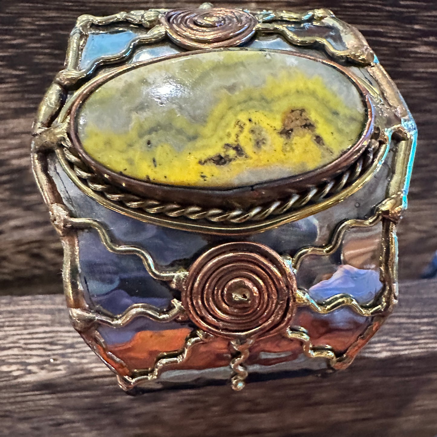 BumbleBee Jasper Adjustable Cuff Bracelet with Mixed Metals - Gift Box Included
