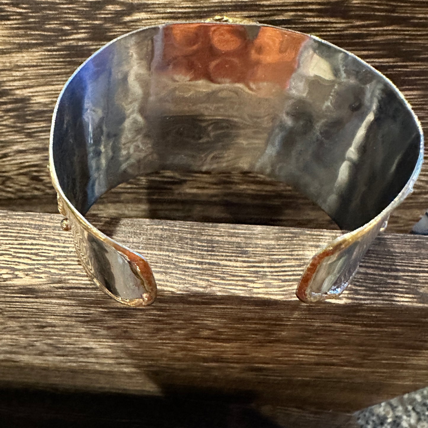 Artisan-Made Adjustable Cuff Bracelet with Amazonite Green Stone and Mixed Metals, Gift-Ready Packaging