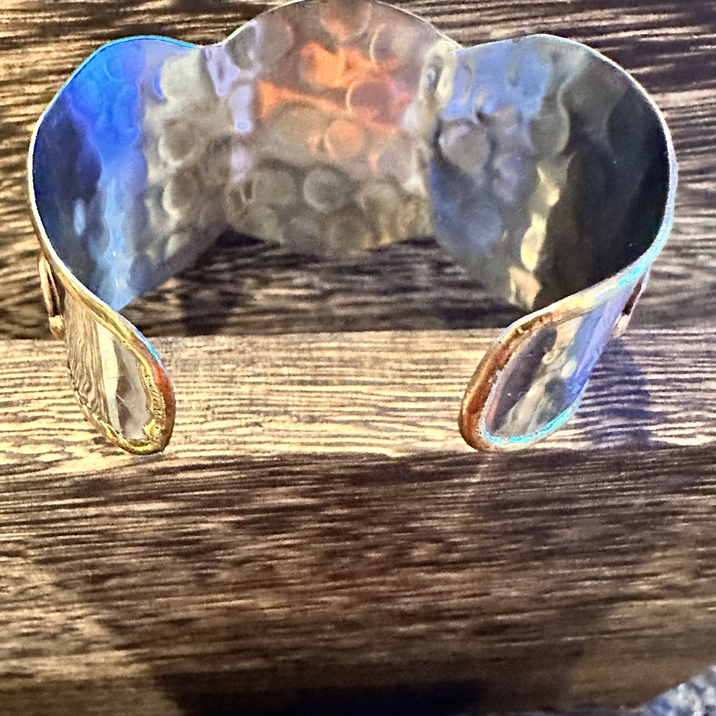 Artisan-Made 2-Inch Wide Cuff Bracelet with White Moonstone and Mixed Metals, Adjustable, Gift-Ready Box