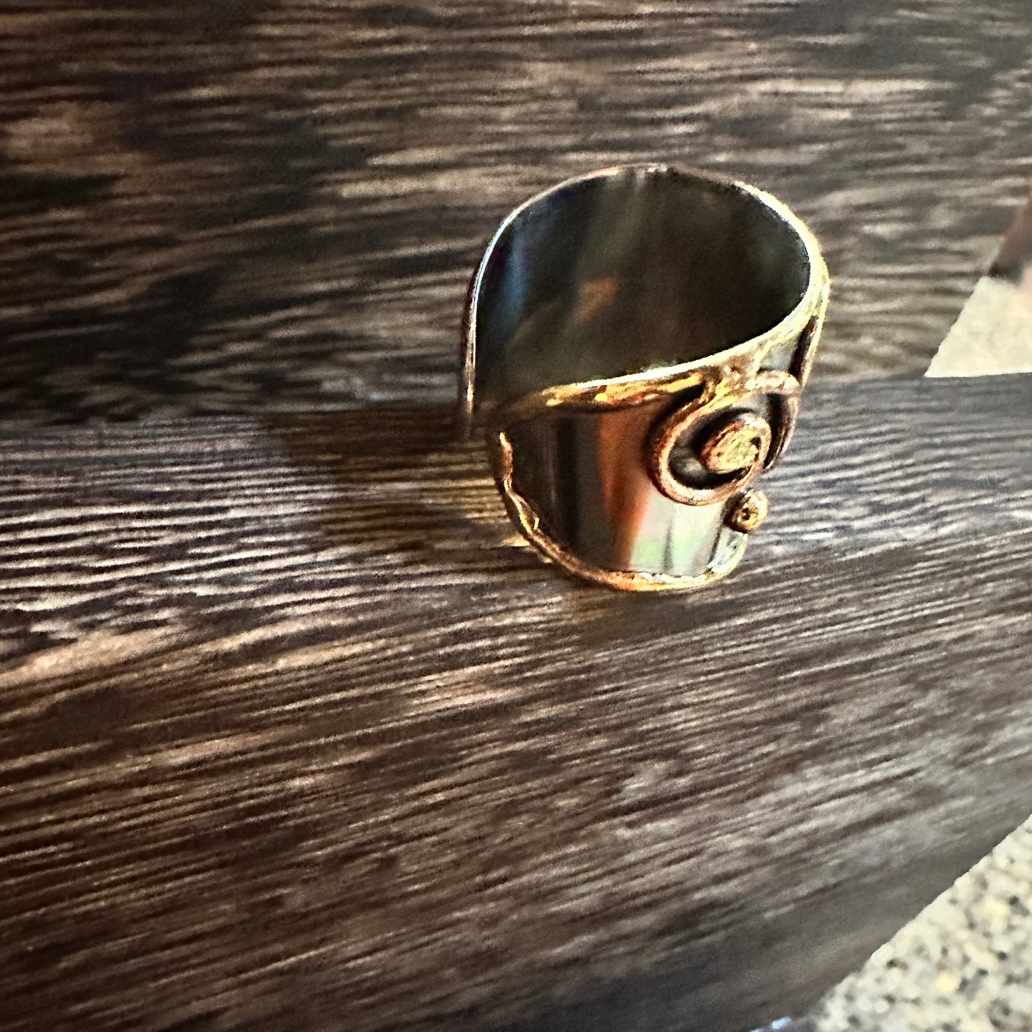 Artisan Crafted Silver & Copper Heart Wide Cuff Ring in Gift Box