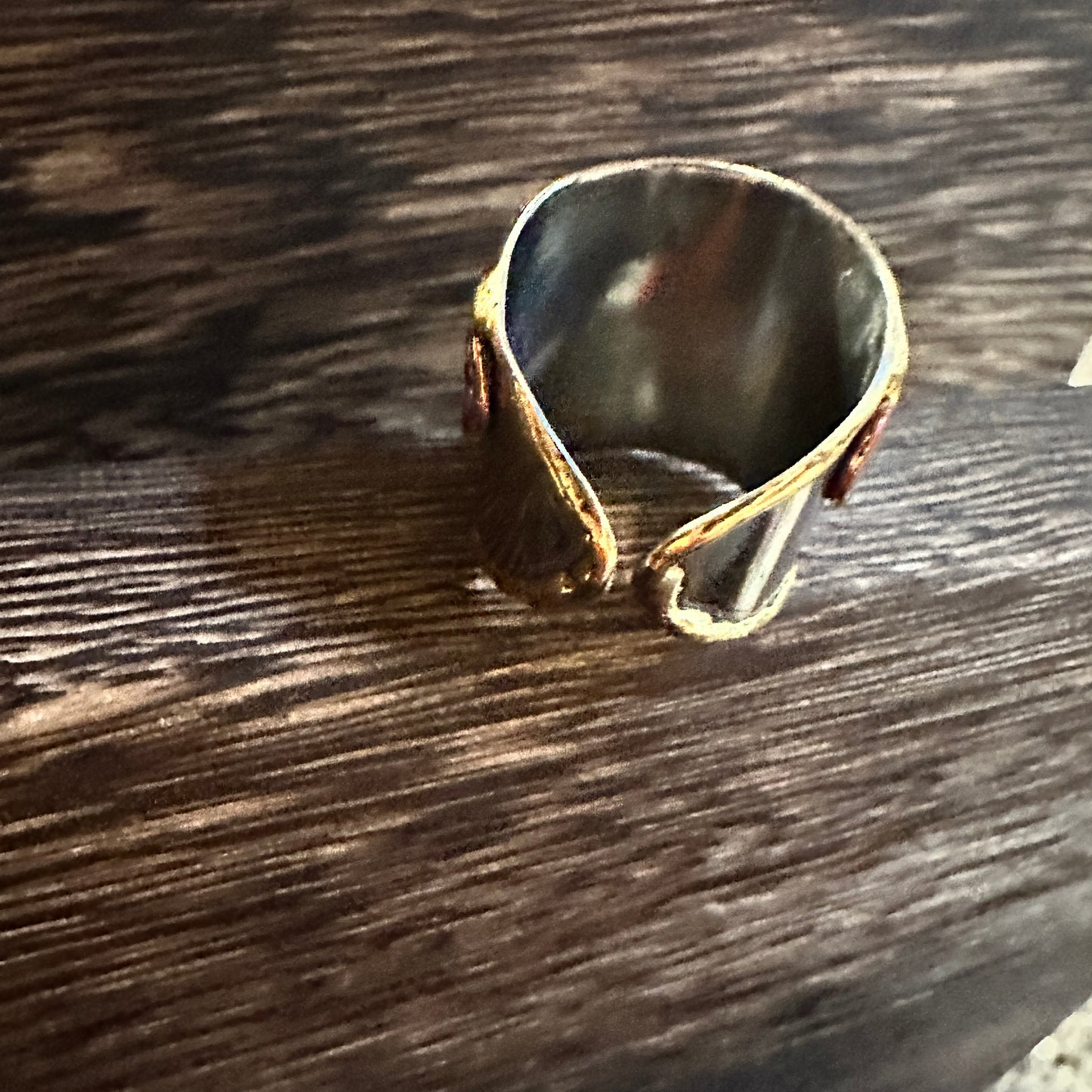 Artisan Crafted Silver & Copper Heart Wide Cuff Ring in Gift Box