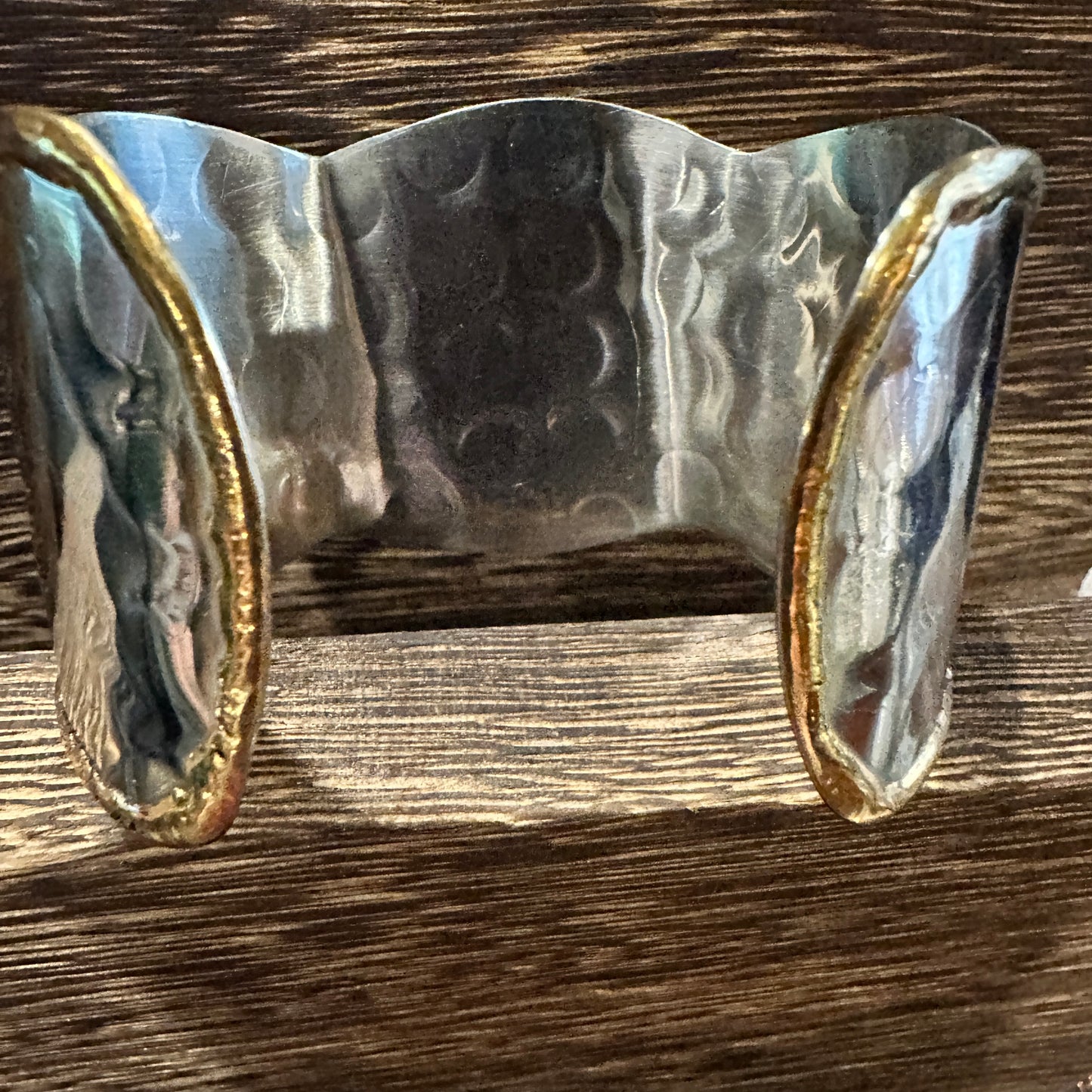 Unique Adjustable Cuff Bracelet with Dalmation Jasper and Mixed Metals, Gift-Ready Box Included