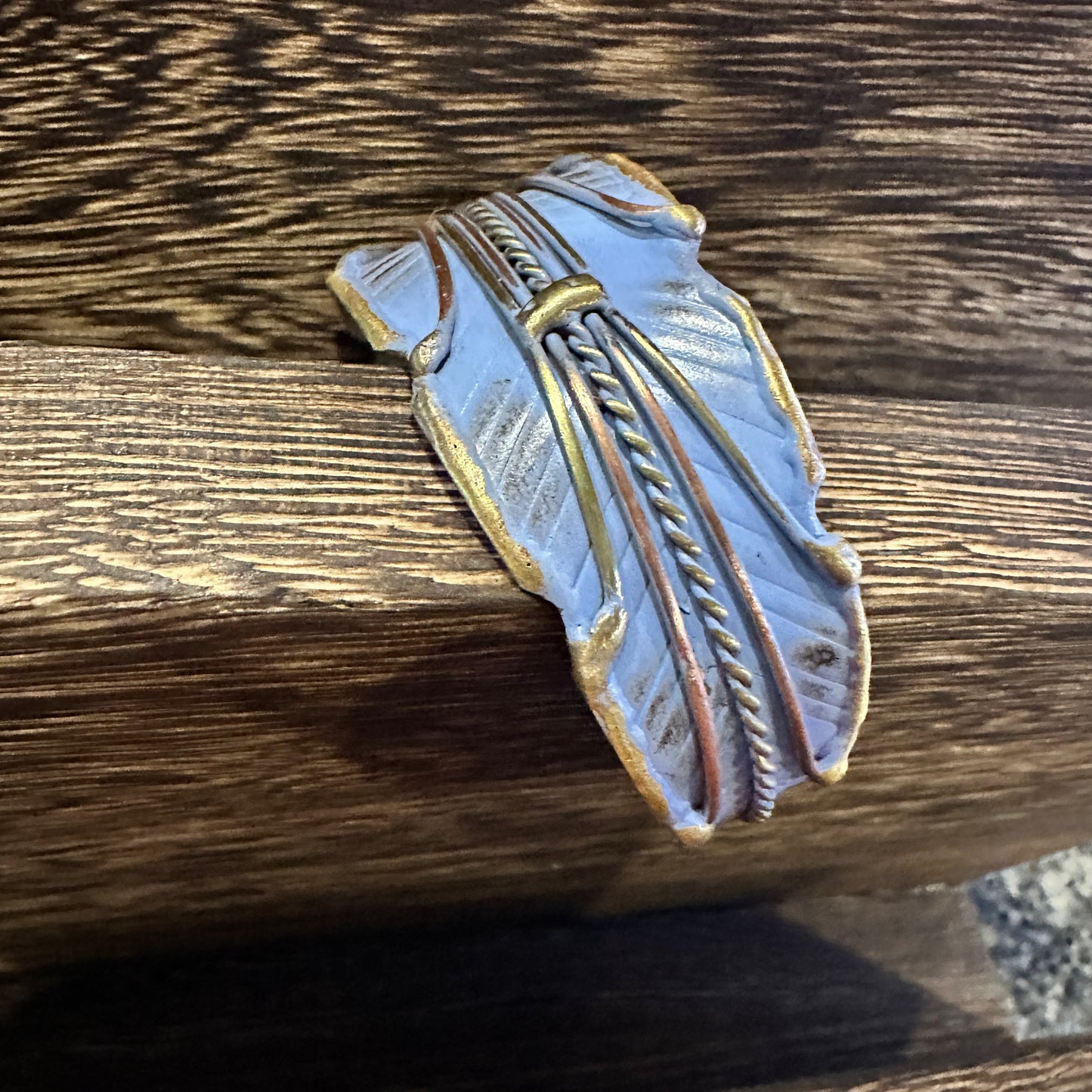 Patina Green Leaf Cuff Bracelet - 2in Wide Adjustable Brass Design in Gift Box